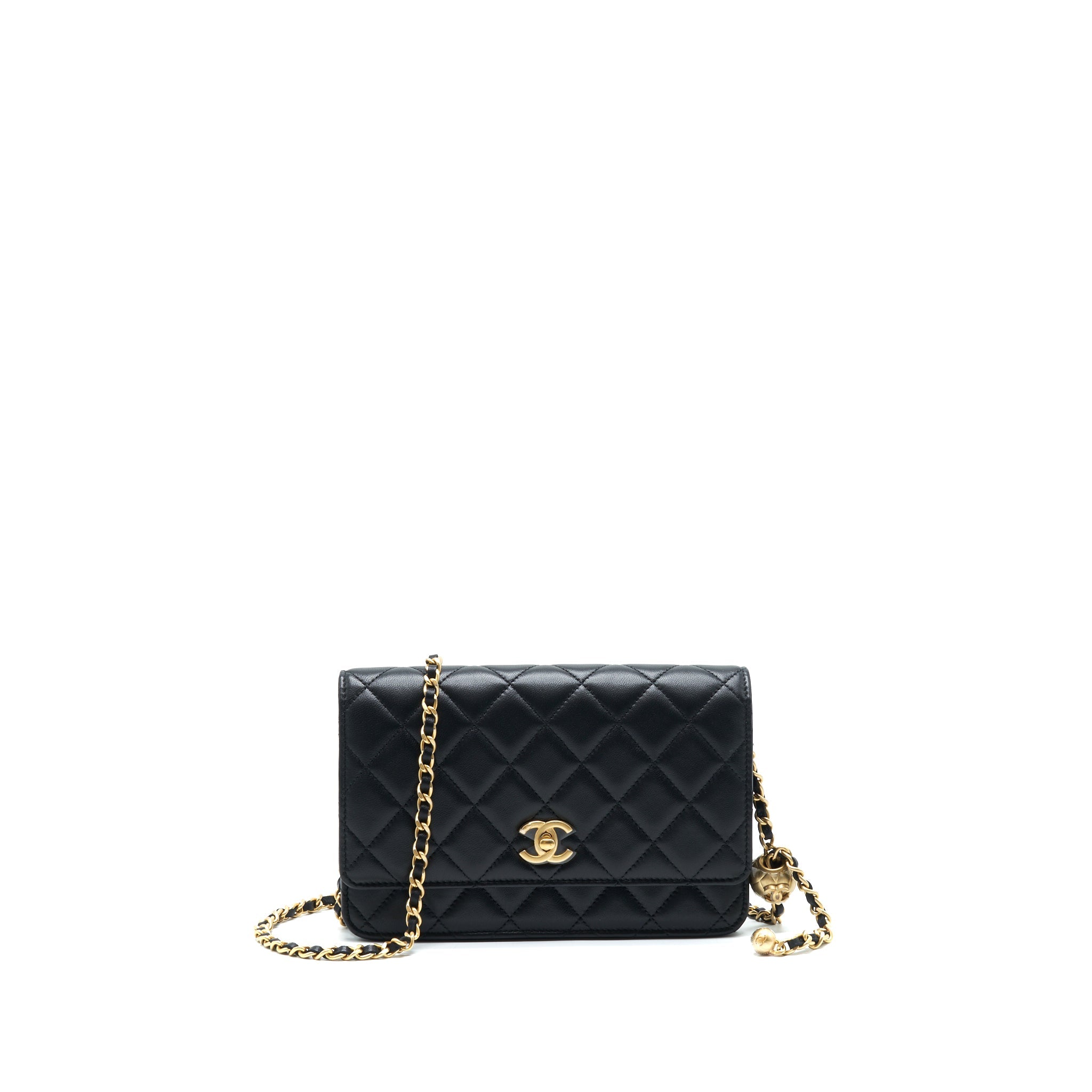CHANEL PEARL CRUSH WALLET ON CHAIN BLACK GHW (MICRICHIP)