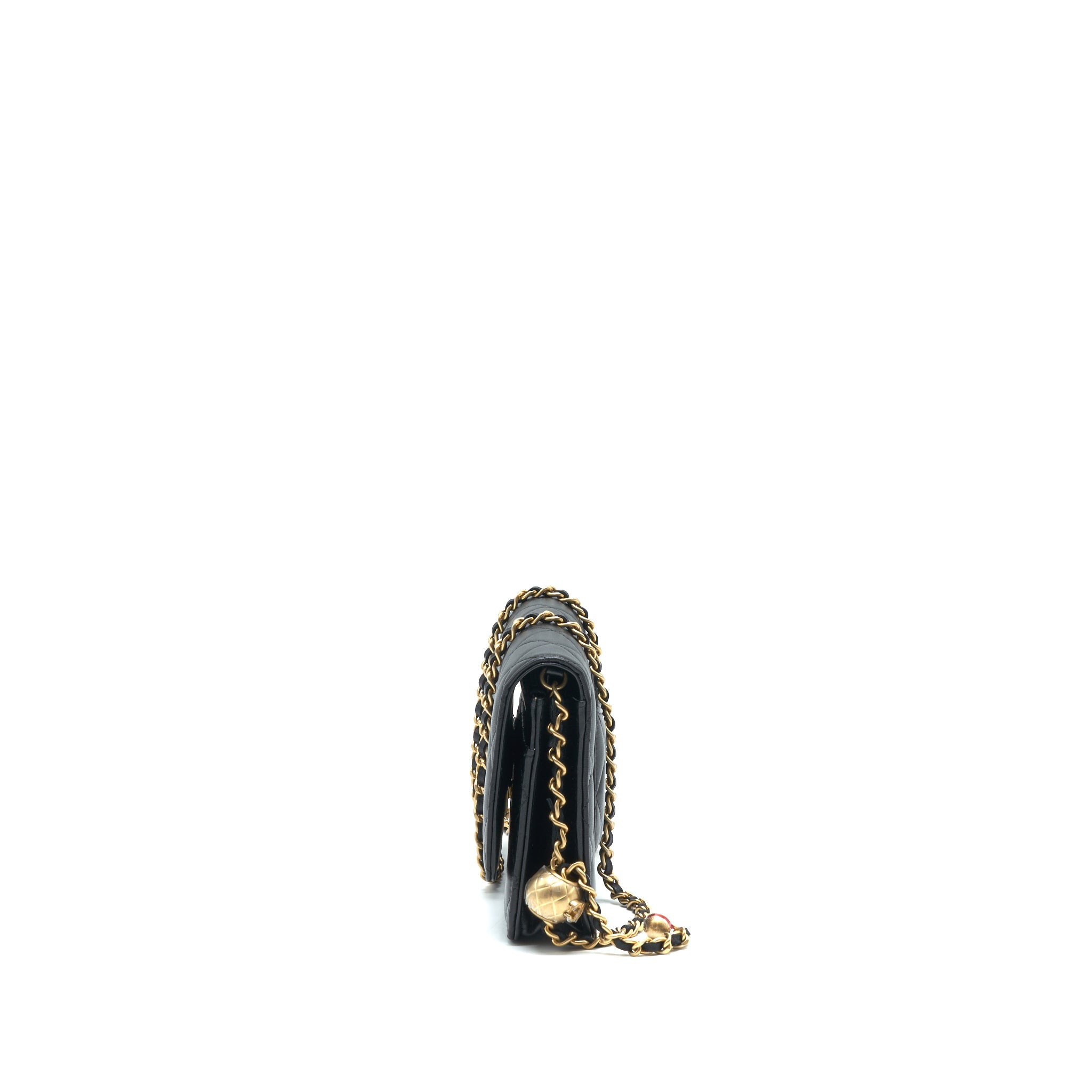 CHANEL PEARL CRUSH WALLET ON CHAIN BLACK GHW (MICRICHIP)
