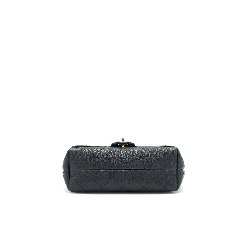 CHANEL CAVIAR QUILTED FLAP BAG WITH HANDLE AND CHAIN BLACK LGHW