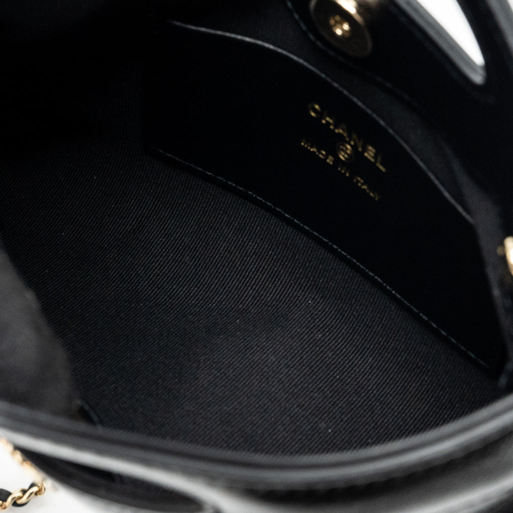 CHANEL 24C MINI 31 CLUTCH WITH CHAIN SHINY CALFSKIN BLACK LGHW (MICROCHIP)