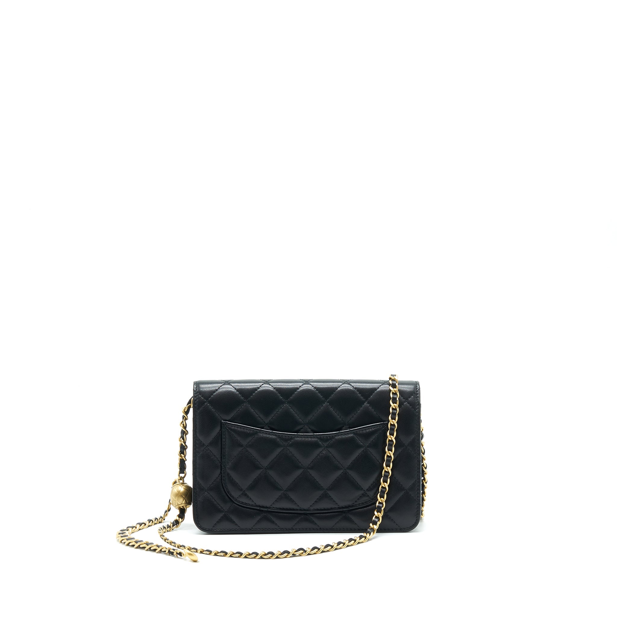 CHANEL PEARL CRUSH WALLET ON CHAIN BLACK GHW (MICRICHIP)