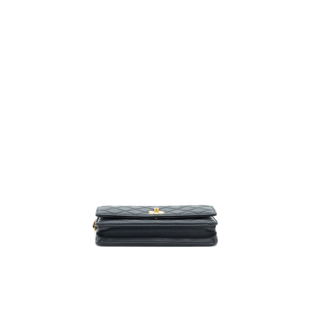 CHANEL 22C PEARL CRUSH WALLET ON CHAIN BLACK GHW (MICROCHIP)