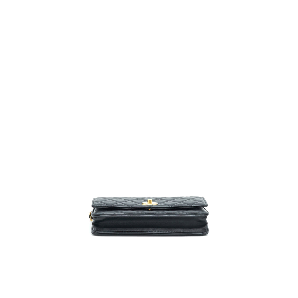 CHANEL PEARL CRUSH WALLET ON CHAIN BLACK GHW (MICRICHIP)