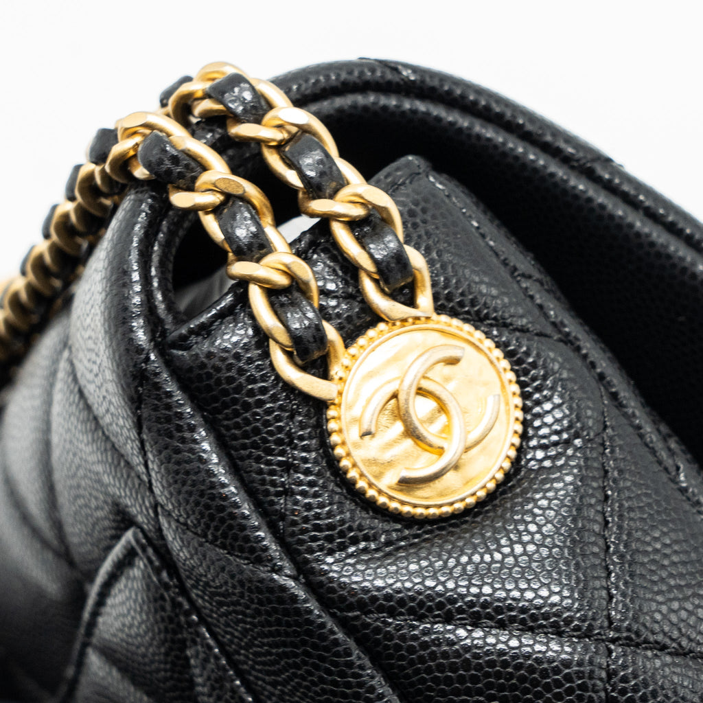 CHANEL MINI TWIST YOUR BUTTON FLAP BAG CAVIAR BLACK GHW(MICROCHIP)