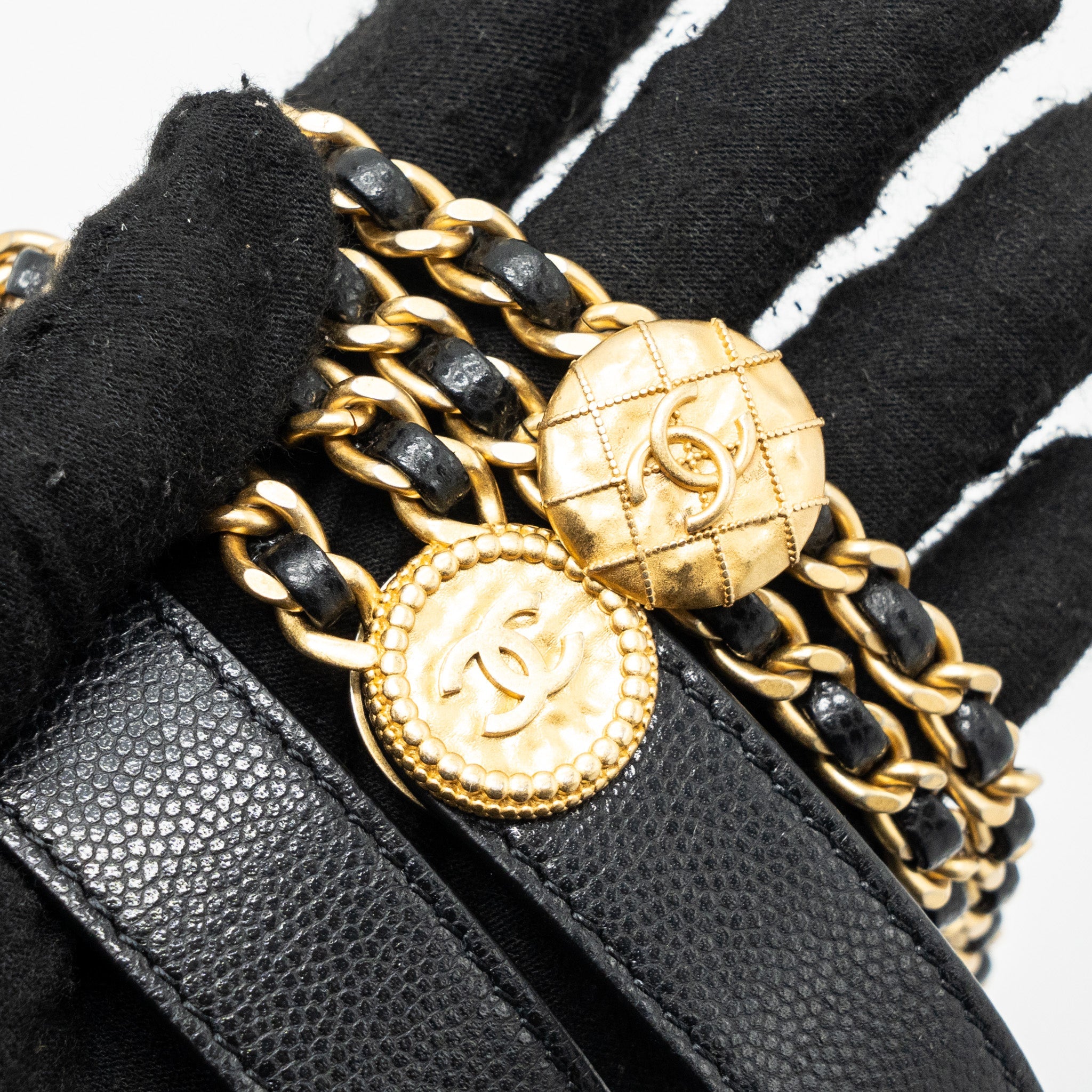 CHANEL MINI TWIST YOUR BUTTON FLAP BAG CAVIAR BLACK GHW(MICROCHIP)