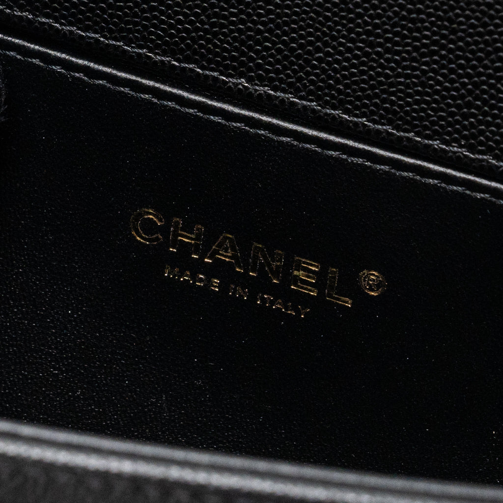 CHANEL MEDIUM CLASSIC BOY BAG CAVIAR BLACK BRUSHED GHW (MICROCHIP)