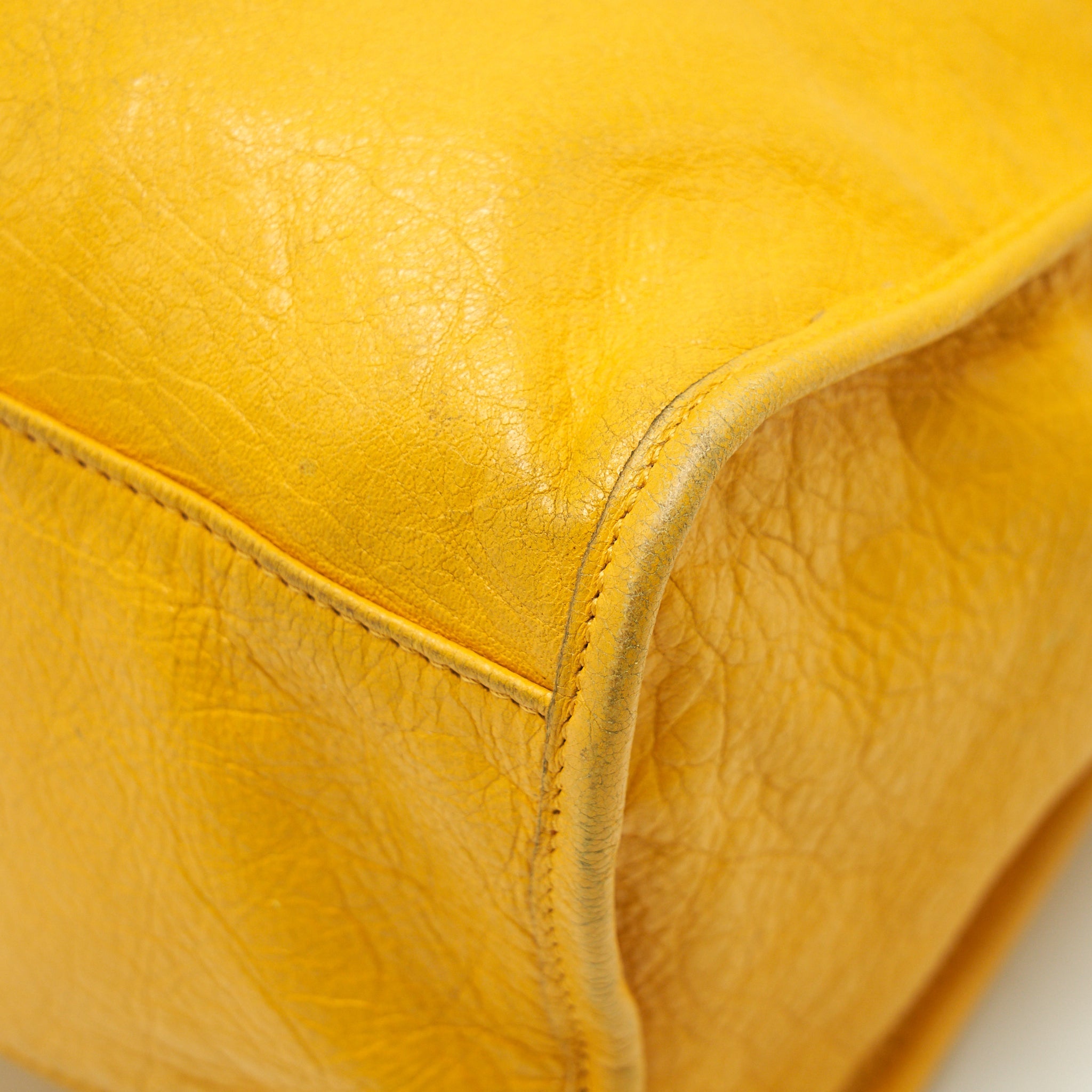 BALENCIAGA CLASSIC CITY BAG YELLOW RUTHENIUM HARDWARE