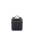 CHANEL VINTAGE VERTICAL CC LOGO COSMETIC VANITY CAVIAR BLACK GHW