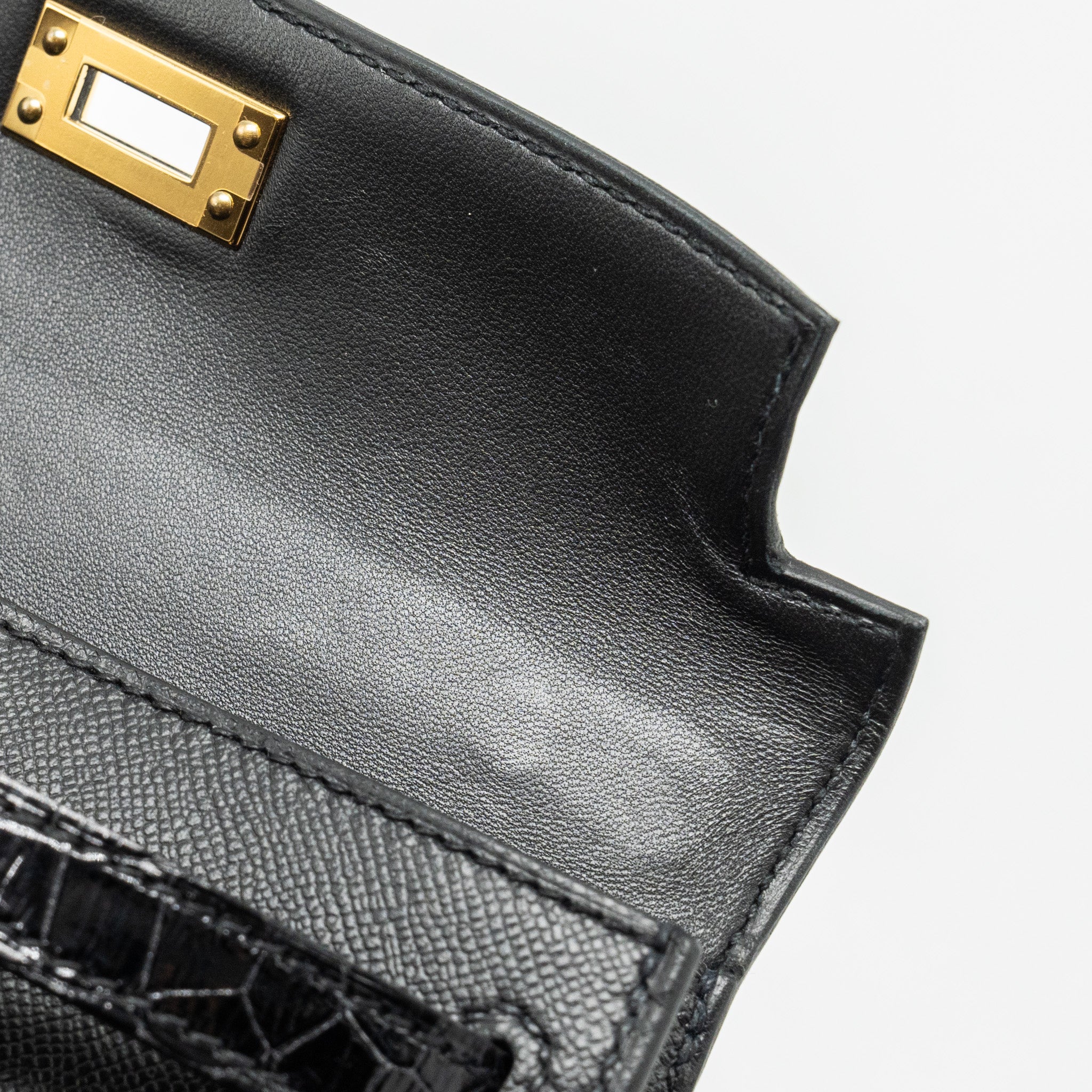 HERMES TOUCH MINI KELLY II MADAME / ALLIGATOR MISSISSIPPIENSIS BLACK GHW