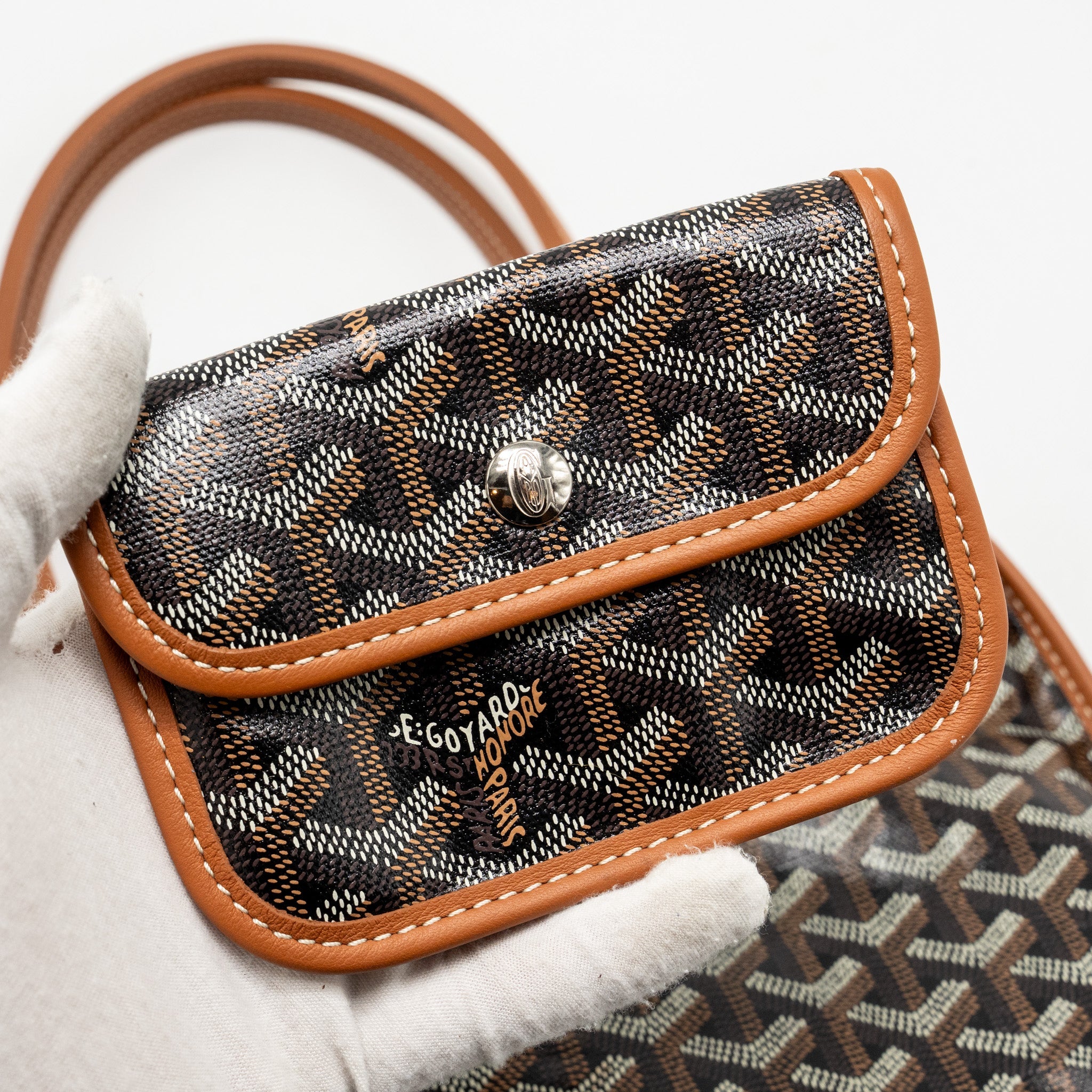 GOYARD MINI ANJOU TOTE BAG GOYARDLINE CANVAS / CALFSKIN TAN SHW