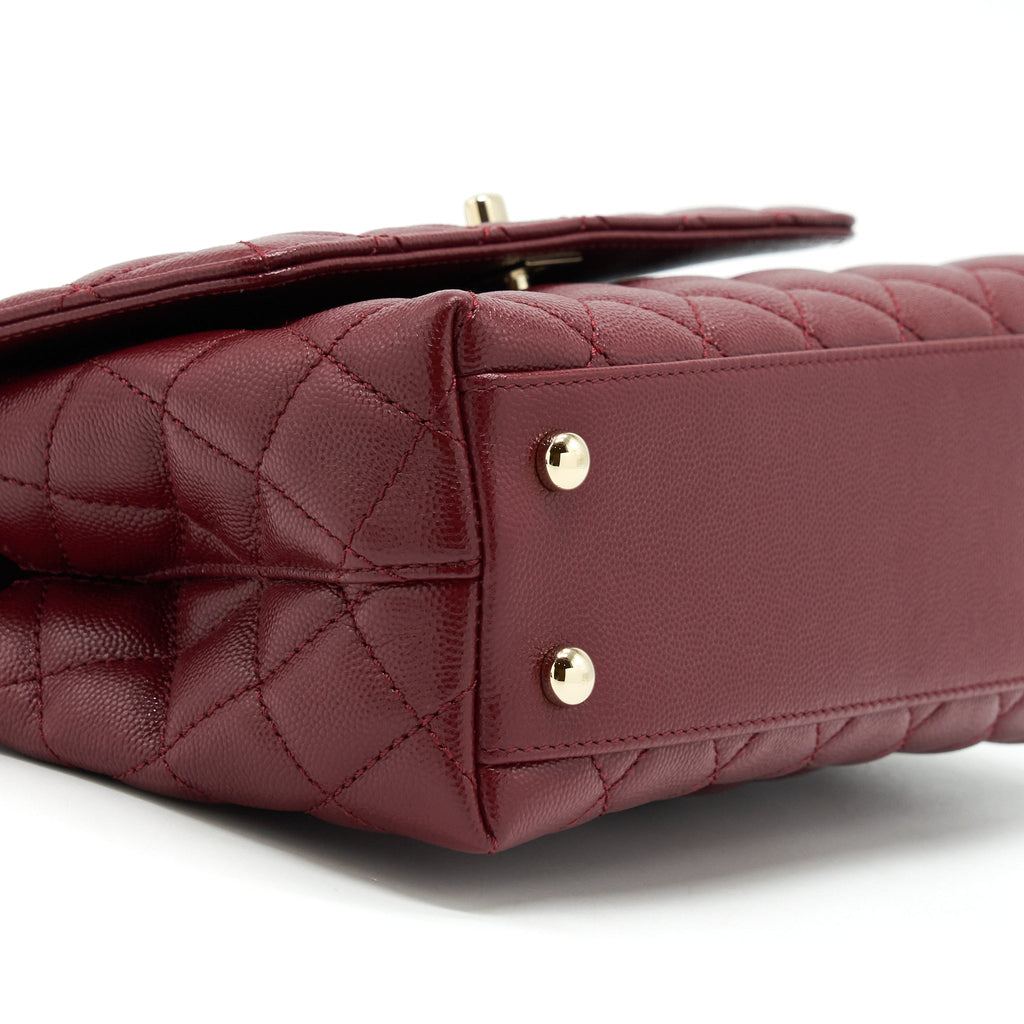 CHANEL 21A SMALL COCO HANDLE CAVIAR NC635 BURGUNDY LGHW