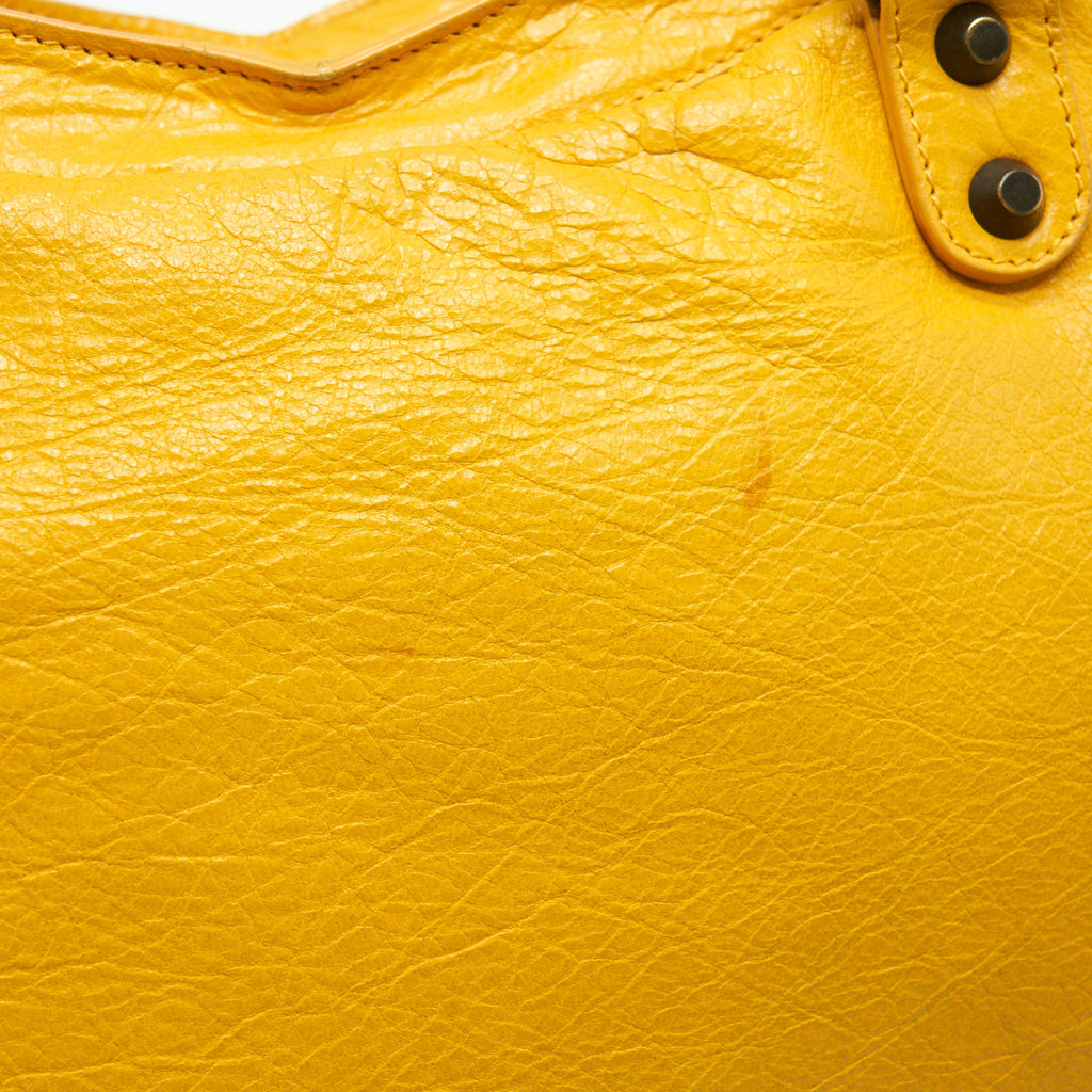 BALENCIAGA CLASSIC CITY BAG YELLOW RUTHENIUM HARDWARE