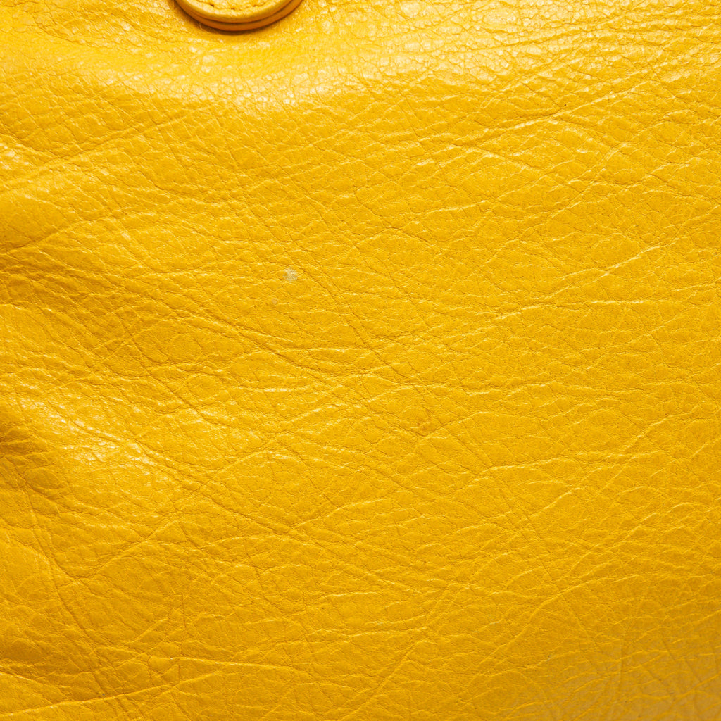 BALENCIAGA CLASSIC CITY BAG YELLOW RUTHENIUM HARDWARE