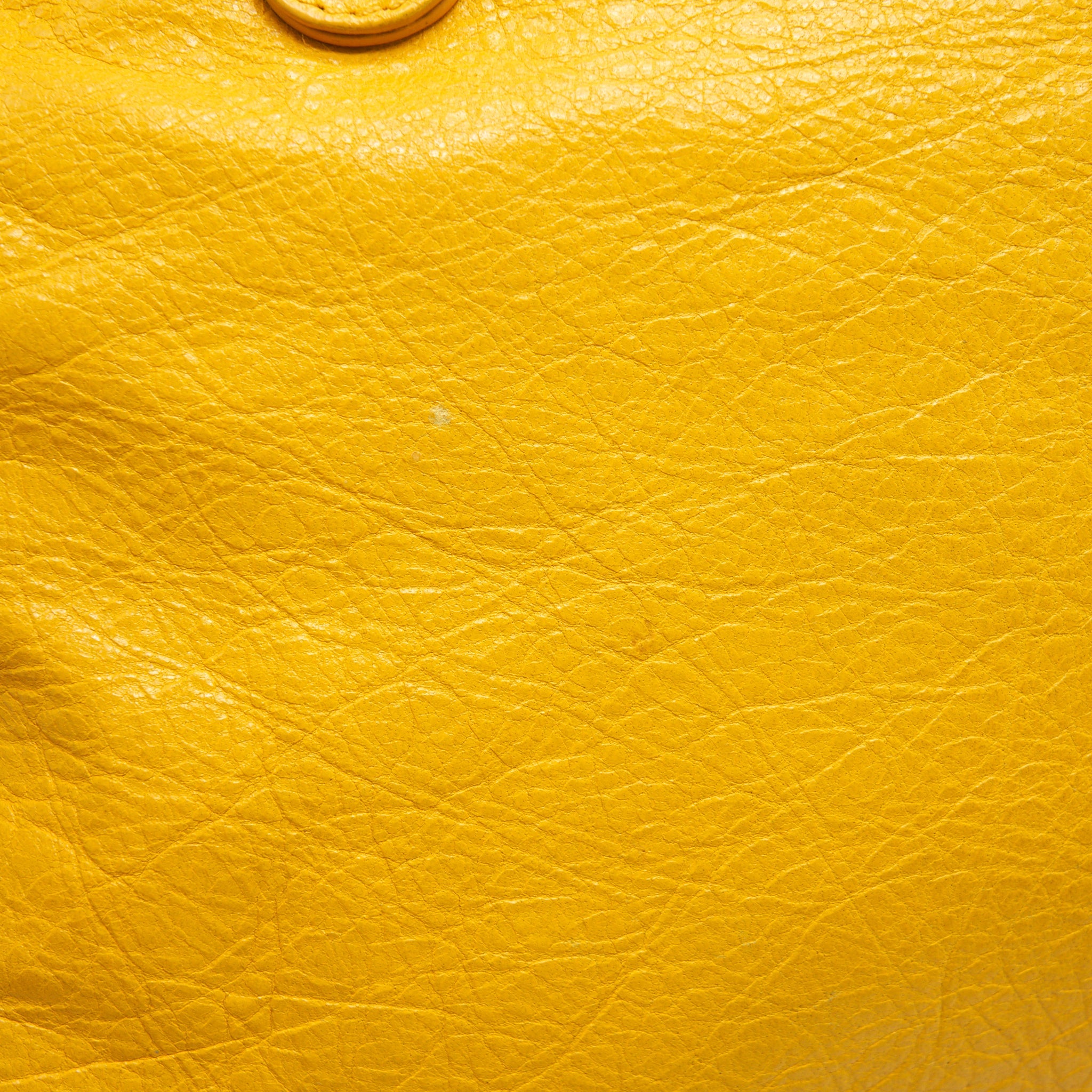 BALENCIAGA CLASSIC CITY BAG YELLOW RUTHENIUM HARDWARE