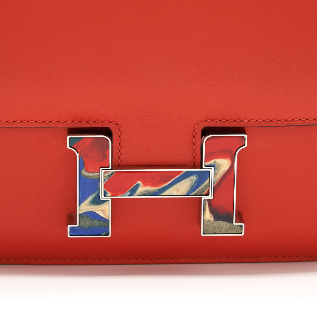 HERMES MINI CONSTANCE SWIFT CAPUCINE WITH MARBLE/MULTICOLOUR BUCKLE STRAM Y