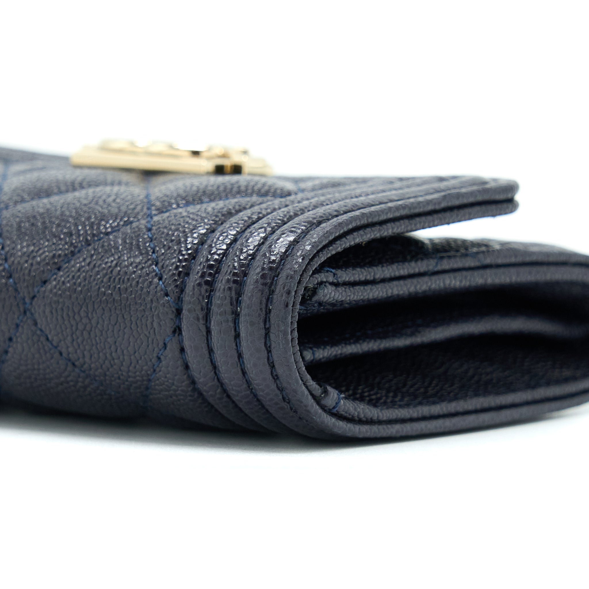 CHANEL BOY SMALL FLAP CARD HOLDER CAVIAR BLACK GHW