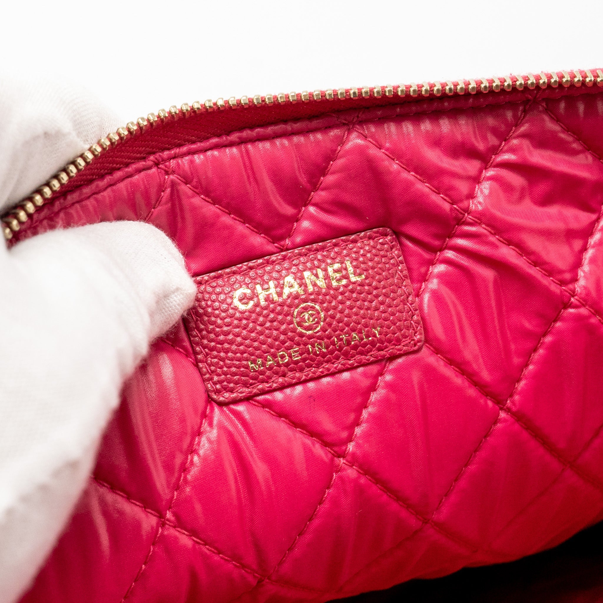 CHANEL LARGE BOY O CASE ZIP POUCH CAVIAR PINK LGHW