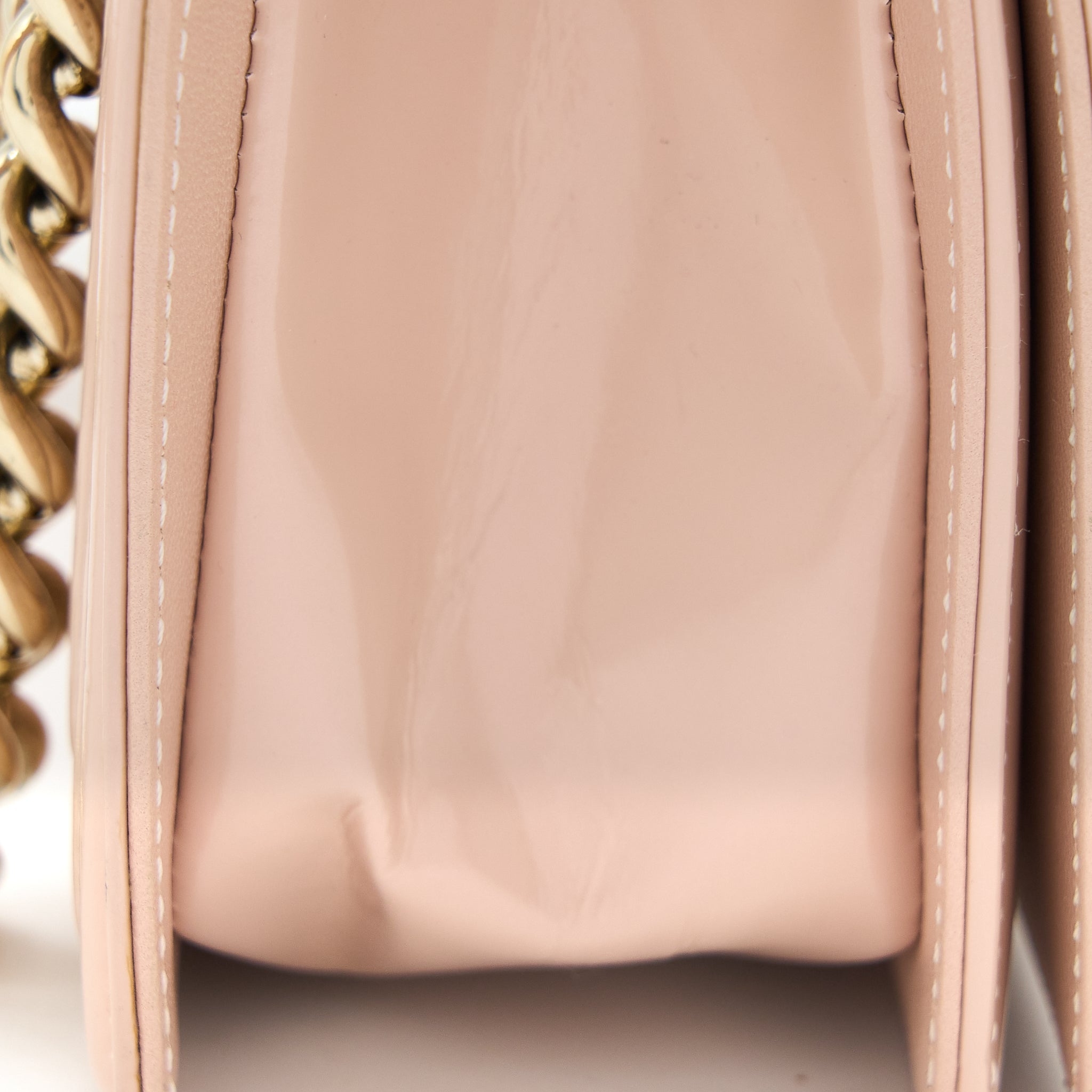 CHANEL SMALL BOY BAG PATENT LEATHER LIGHT PINK LGHW