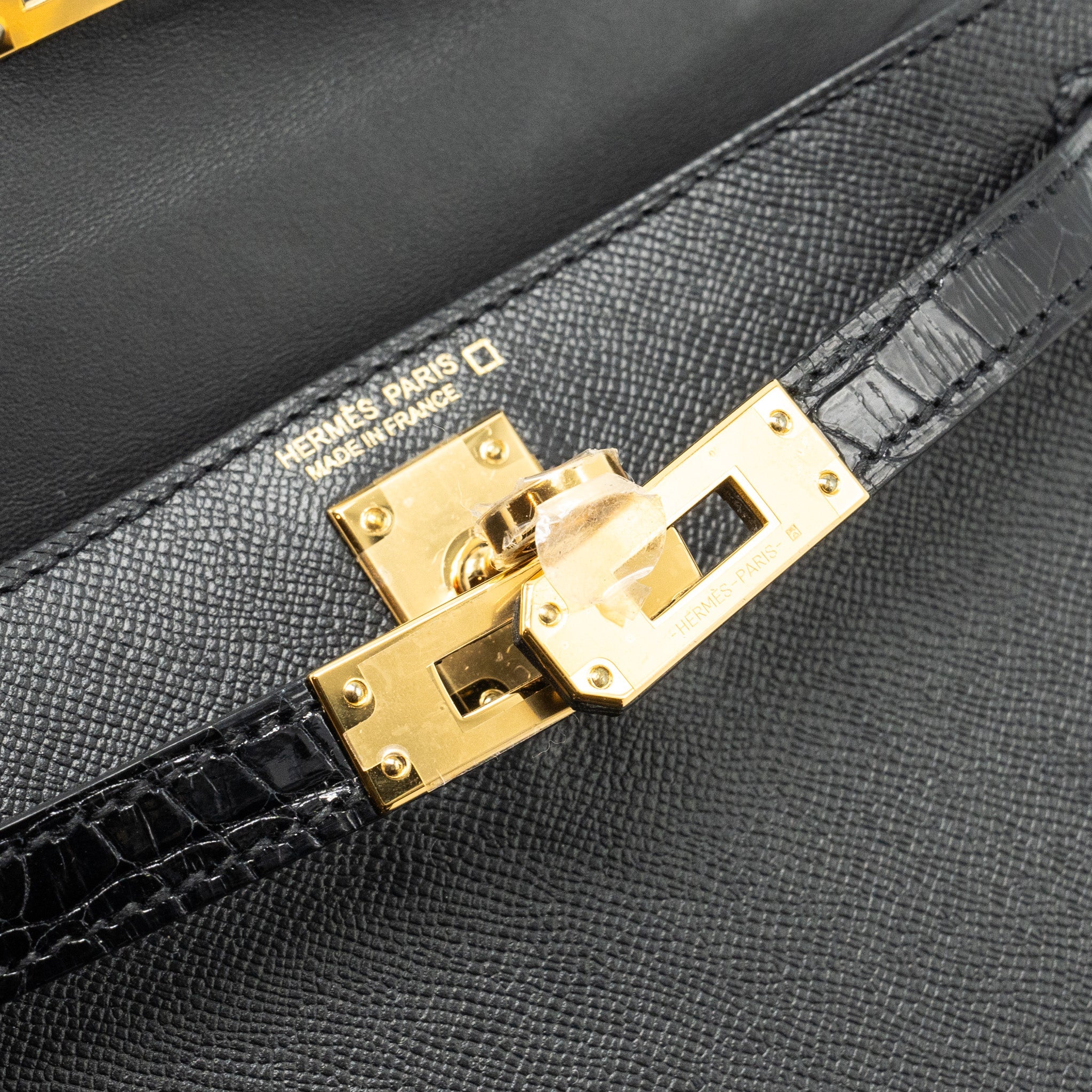 HERMES TOUCH MINI KELLY II MADAME / ALLIGATOR MISSISSIPPIENSIS BLACK GHW