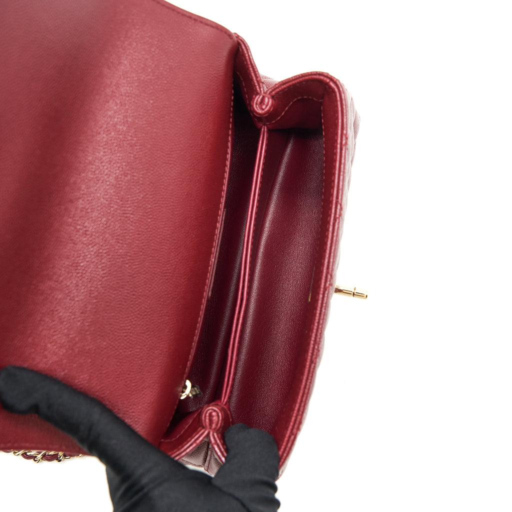 CHANEL 21A SMALL COCO HANDLE CAVIAR NC635 BURGUNDY LGHW