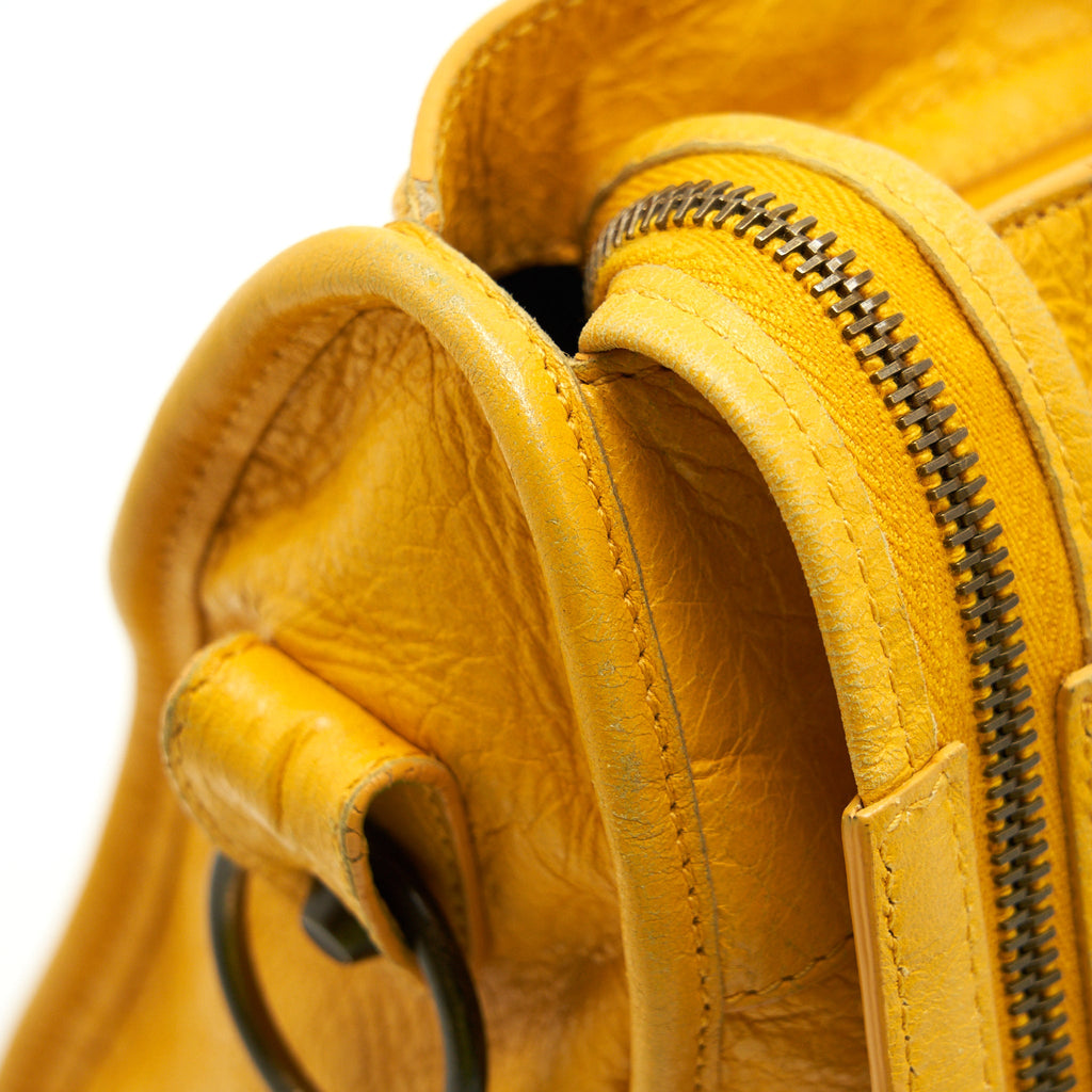 BALENCIAGA CLASSIC CITY BAG YELLOW RUTHENIUM HARDWARE