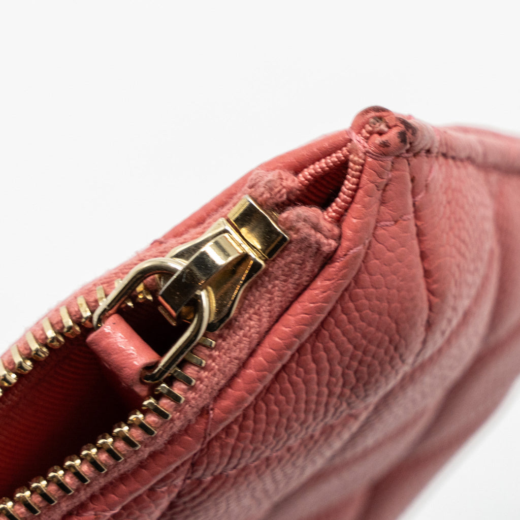 CHANEL PHONE CARD HOLDER CAVIAR PINK LGHW