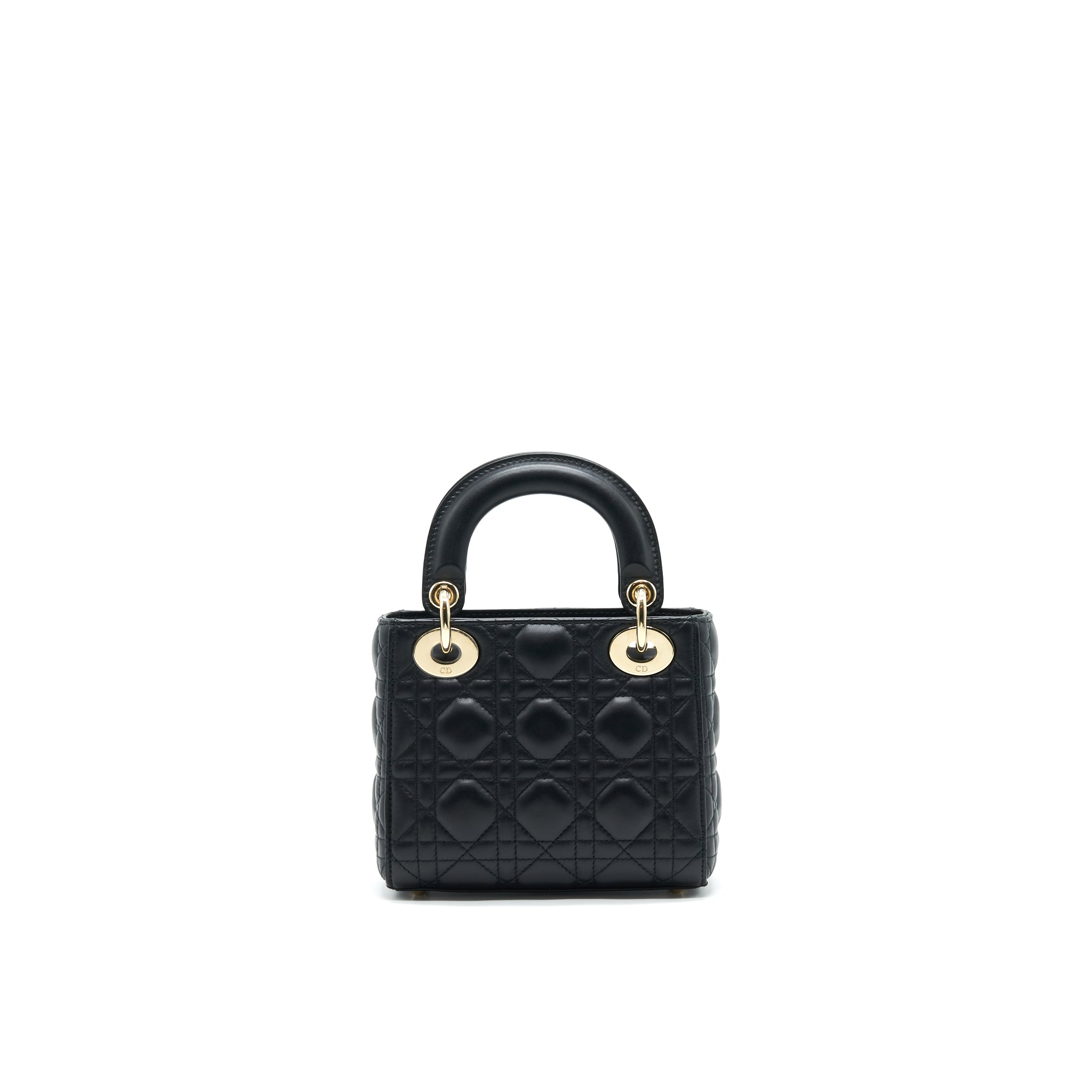 DIOR MINI LADY DIOR TOTE BAG LAMBSKIN BLACK LGHW