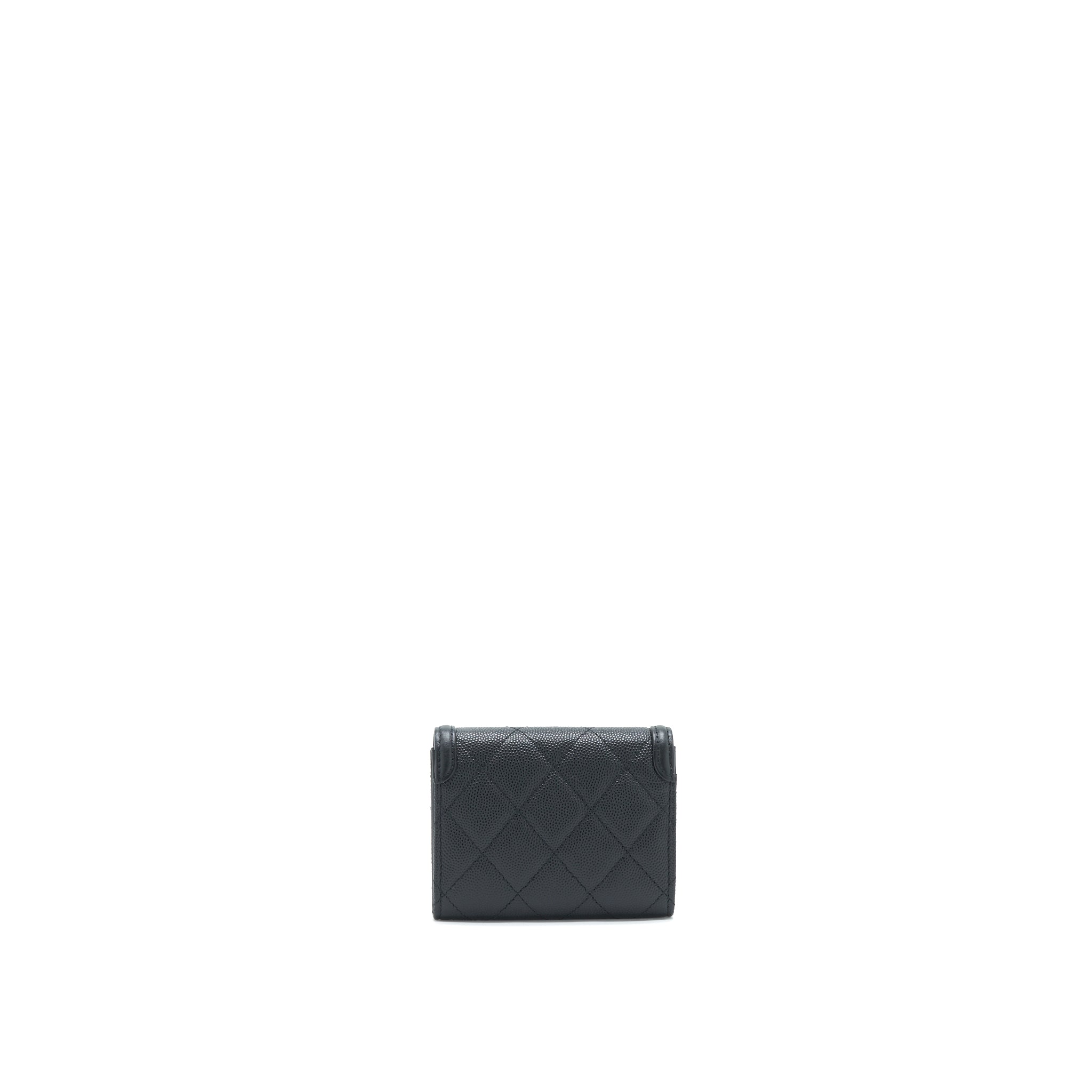 CHANEL FILIGREE FLAP CARD HOLDER CAVIAR BLACK GHW