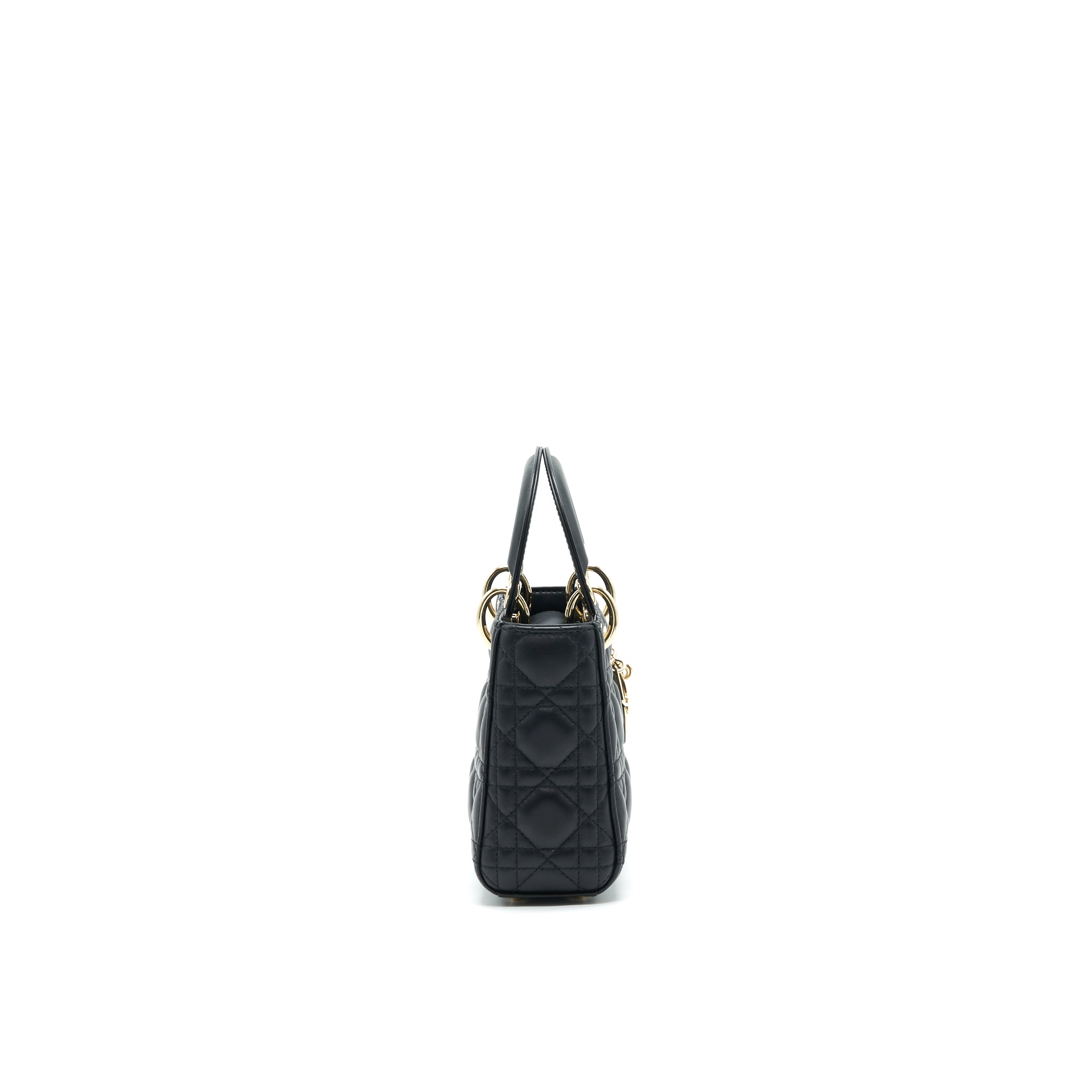 DIOR MINI LADY DIOR TOTE BAG LAMBSKIN BLACK LGHW