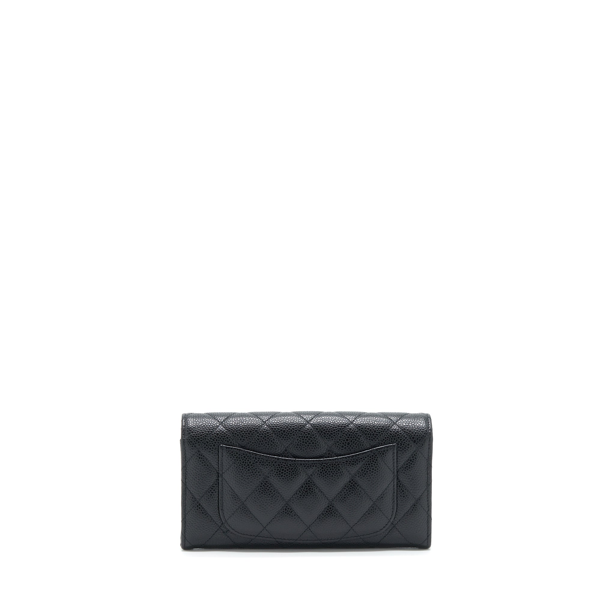 CHANEL CLASSIC LONG FLAP WALLET CAVIAR BLACK GHW