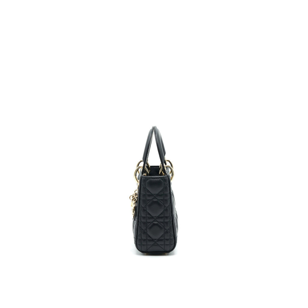 DIOR MINI LADY DIOR TOTE BAG LAMBSKIN BLACK LGHW
