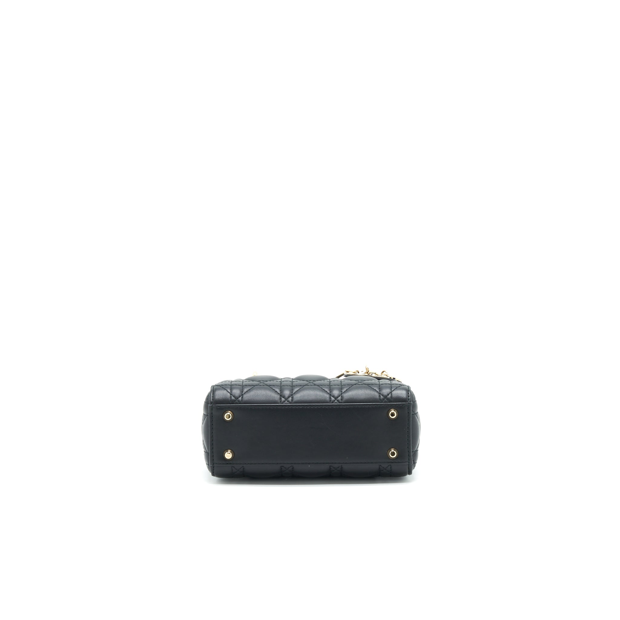 DIOR MINI LADY DIOR TOTE BAG LAMBSKIN BLACK LGHW