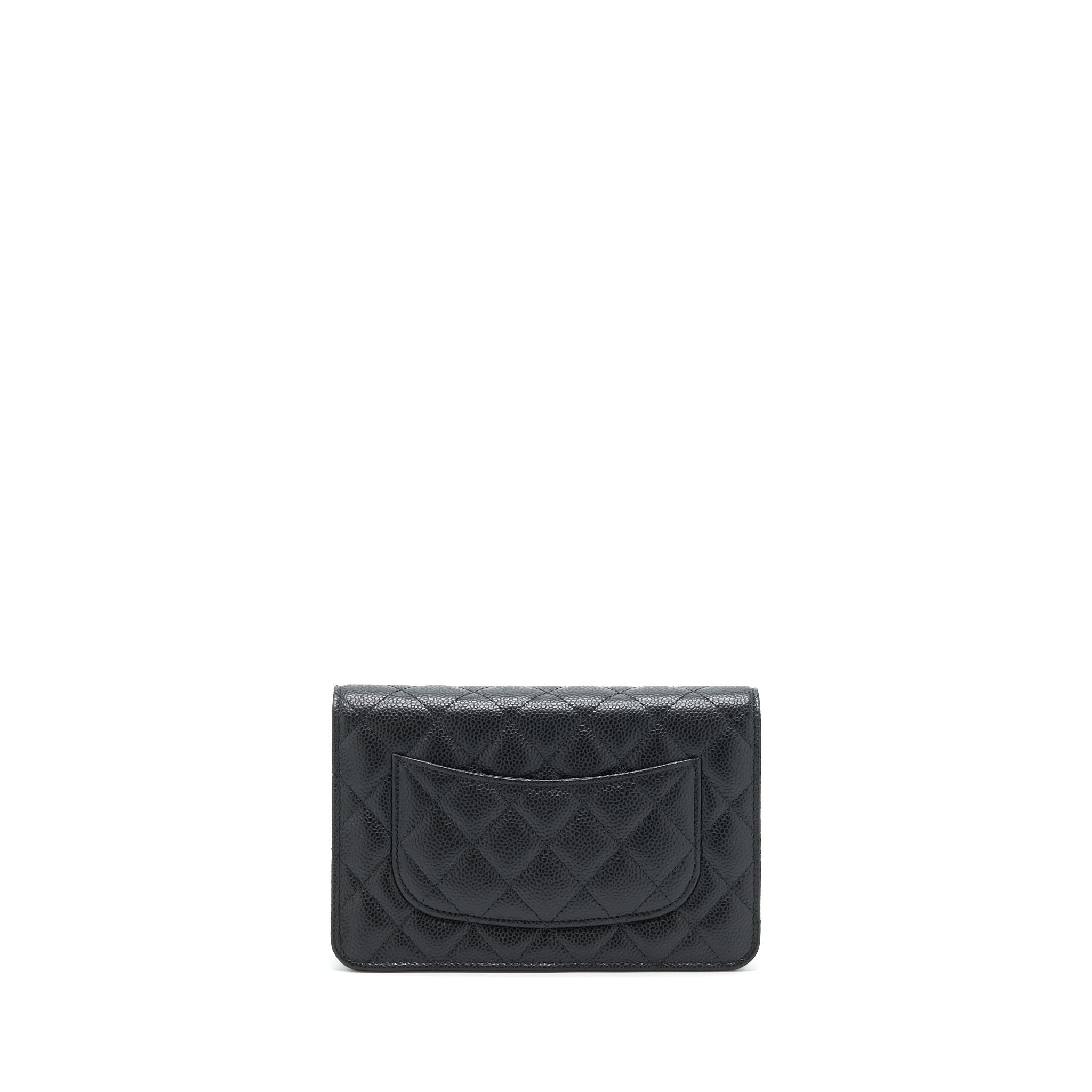 CHANEL CLASSIC WALLET ON CHAIN CAVIAR BLACK GHW (MICROCHIP)