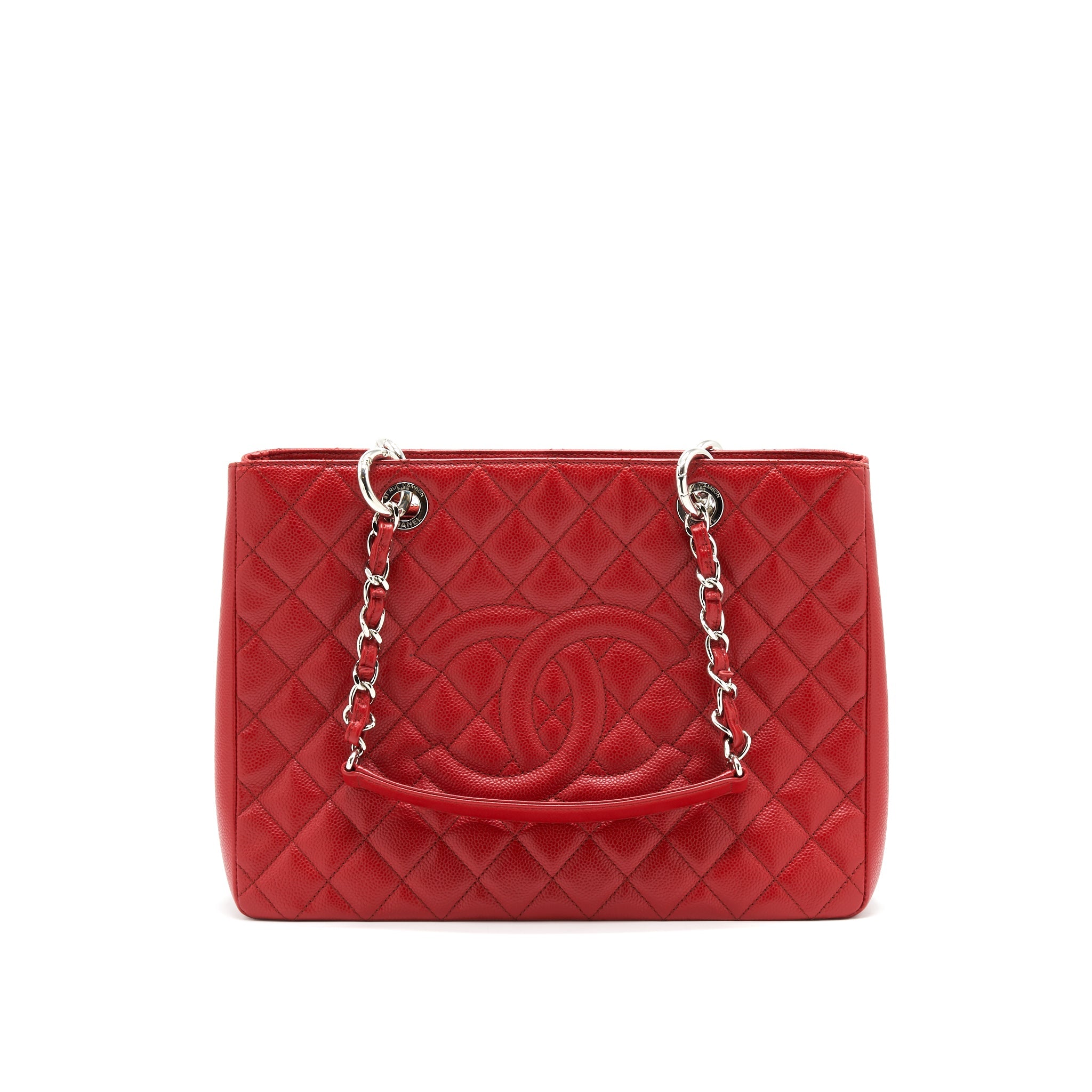 CHANEL GRAND SHOPPING TOTE CAVIAR RED WITH SHW