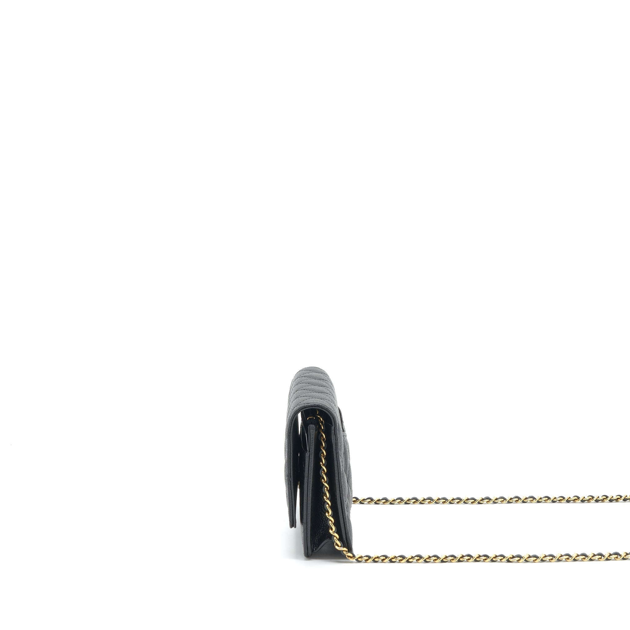CHANEL CLASSIC WALLET ON CHAIN CAVIAR BLACK GHW (MICROCHIP)