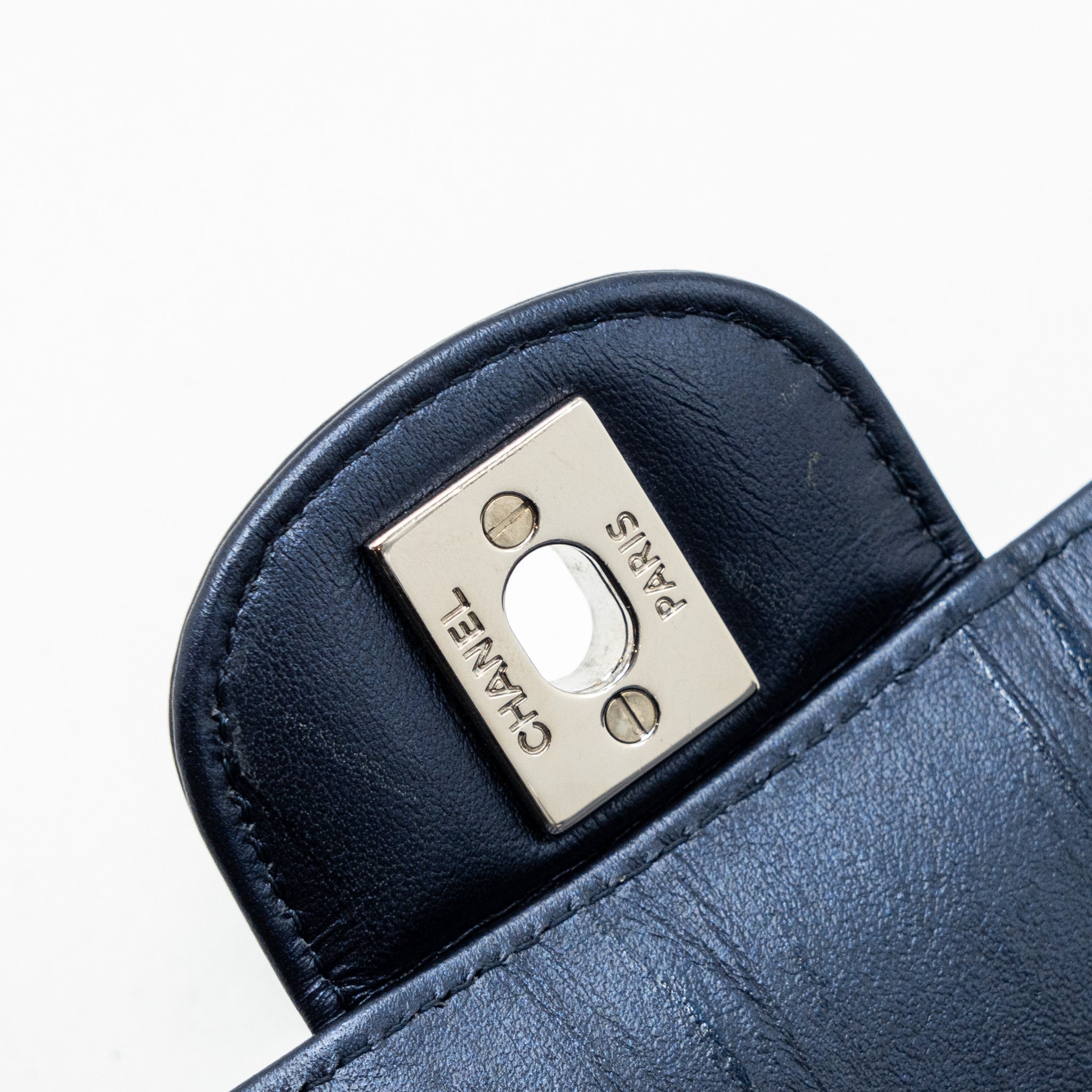 CHANEL MINI RECTANGULAR FLAP BAG CALFSKIN LIMITED DARK BLUE SHW