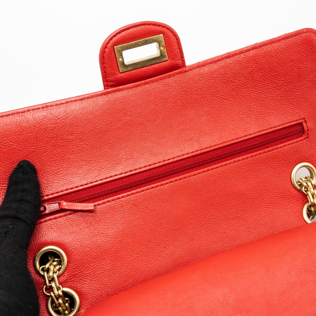 CHANEL SMALL 2.55 REISSUE FLAP BAG CHEVRON CALFSKIN RED GHW