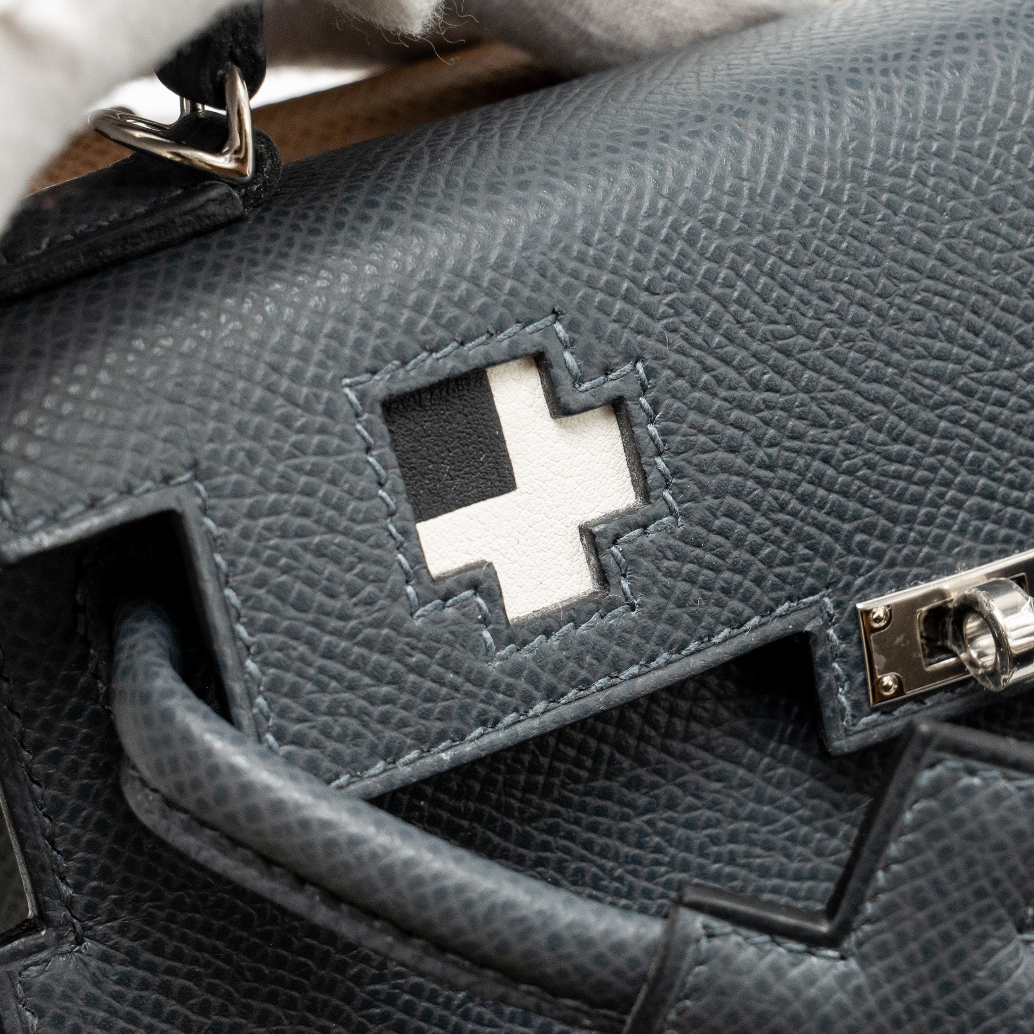 HERMES KELLY DOLE PICTO EPSOM GRIS MISTY/BLACK/VERT FIZZ/ALEZAN SHW