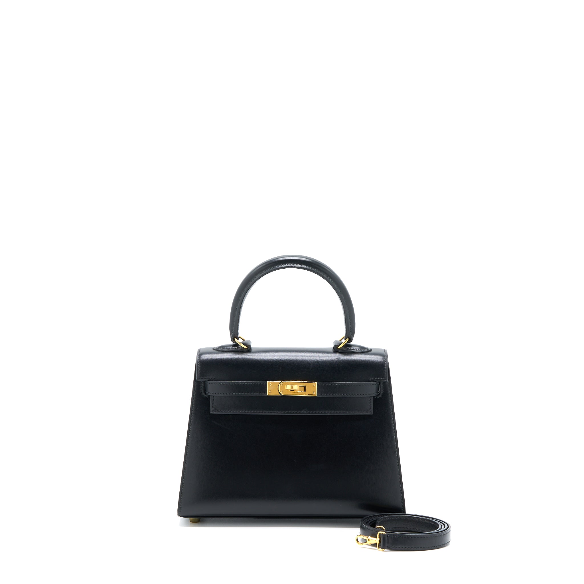 HERMES VINTAGE KELLY 20 BOX BLACK GHW
