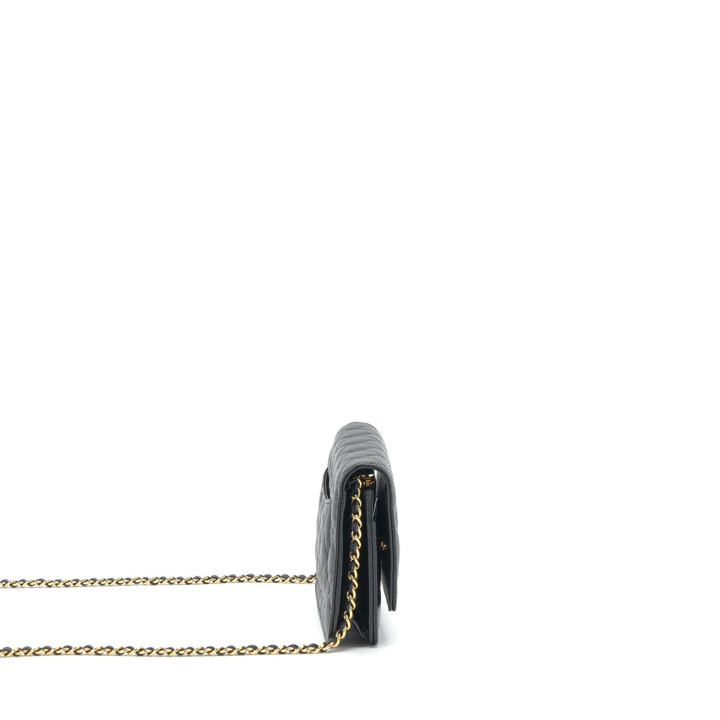 CHANEL CLASSIC WALLET ON CHAIN CAVIAR BLACK GHW (MICROCHIP)