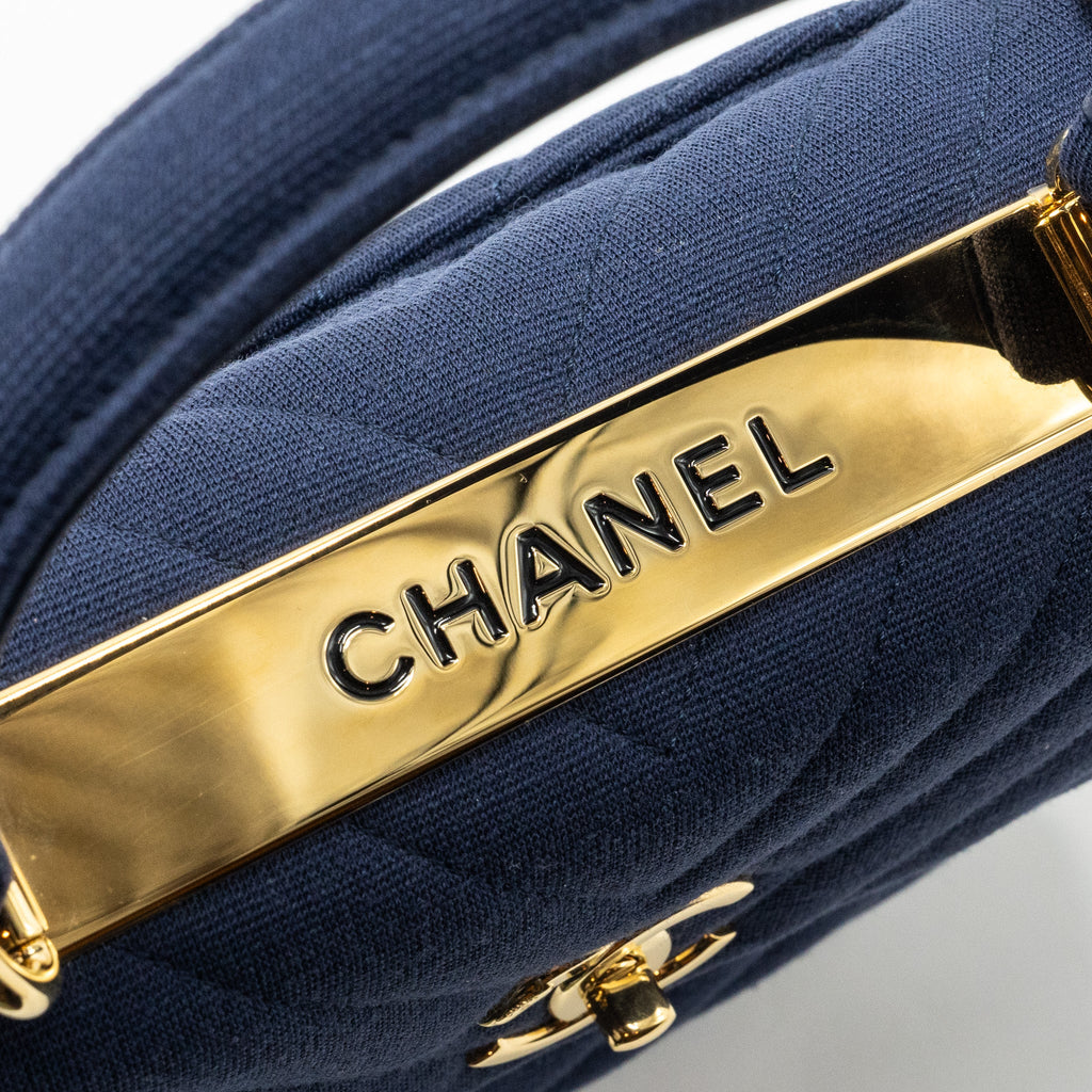 CHANEL SMALL CHEVRON TRENDY CC FABRIC NAVY GHW