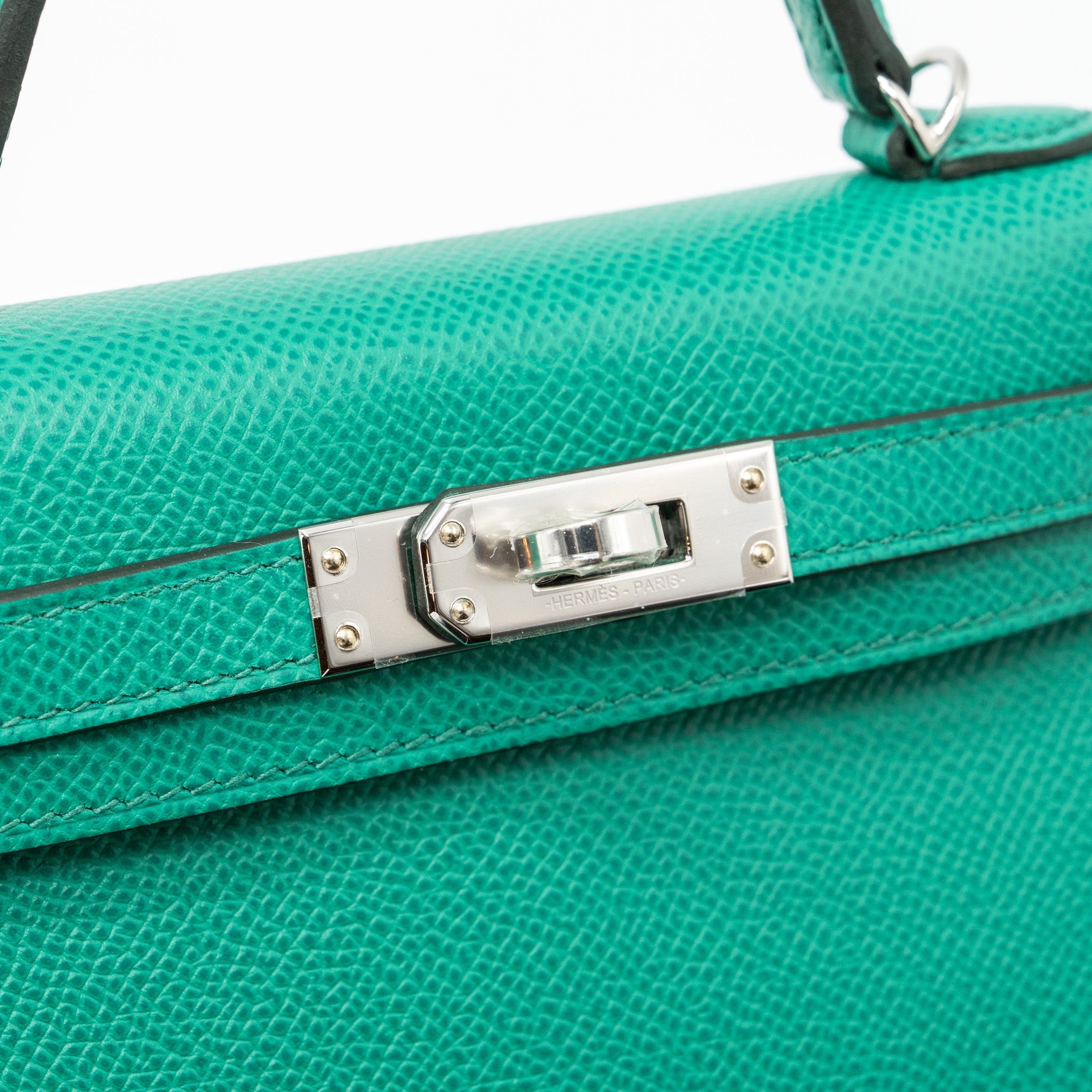 HERMES MINI KELLY EPSOM WOOLY STRAP VERT JADE/ BLUE PARADIS-SAPHIR SHW