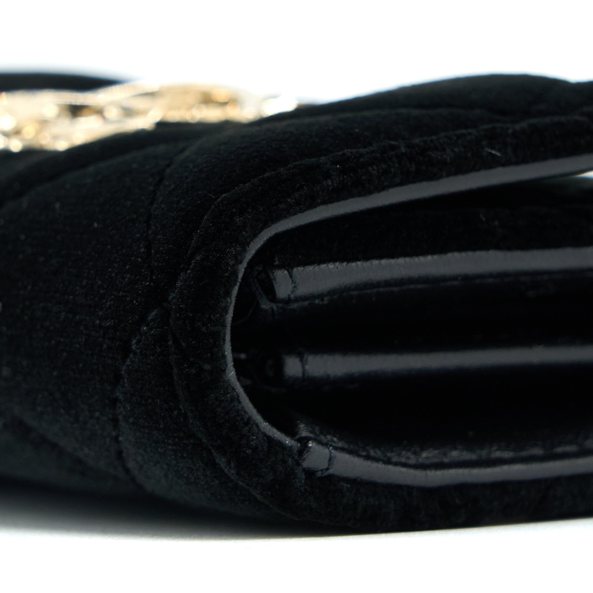 CHANEL SMALL FLAP WALLET VELVET BLACK LGHW