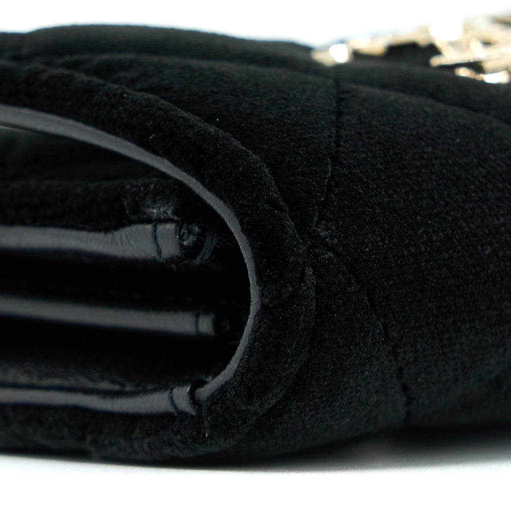 CHANEL SMALL FLAP WALLET VELVET BLACK LGHW