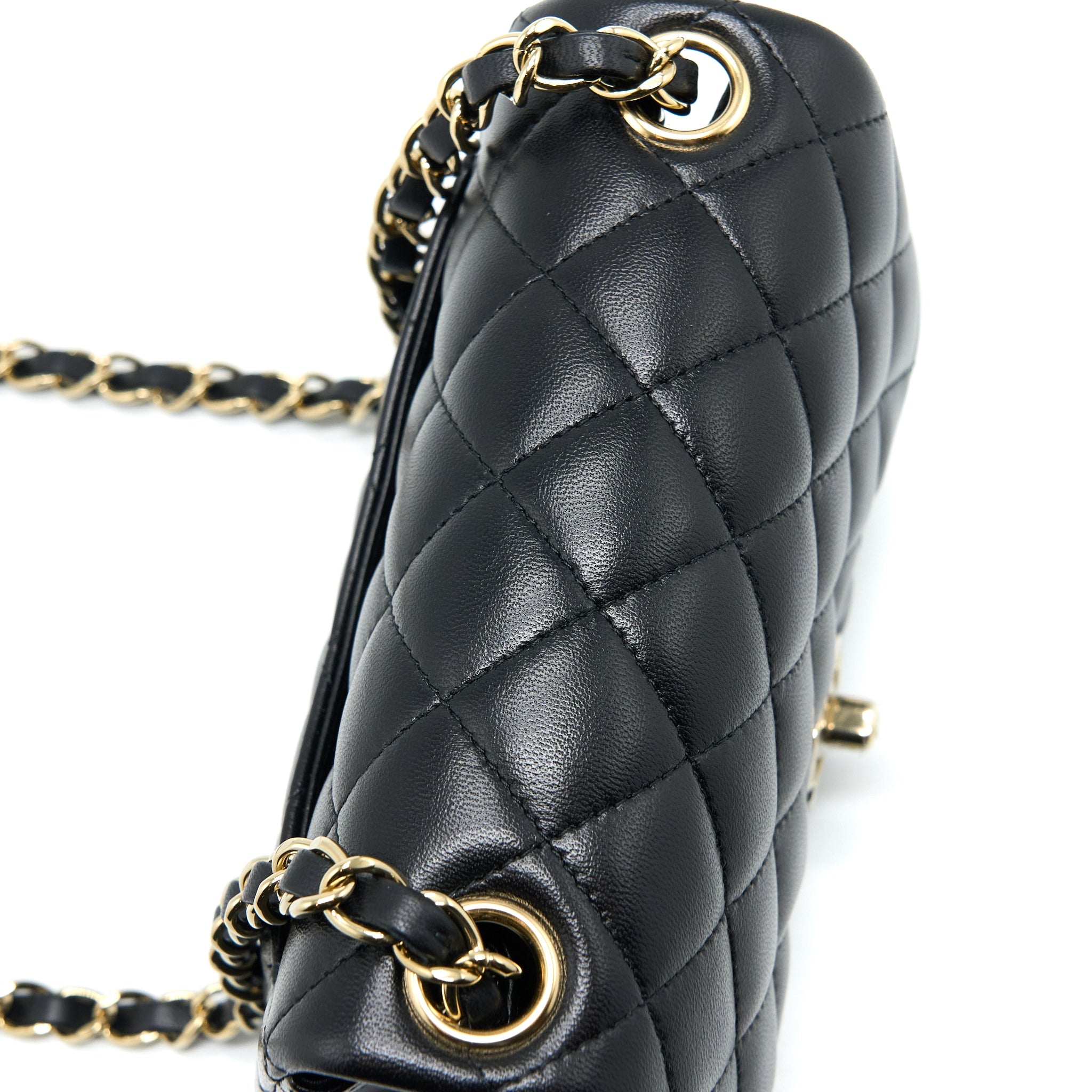 CHANEL CLASSIC MINI SQUARE FLAP BAG LAMBSKIN BLACK LGHW (MICROCHIP)