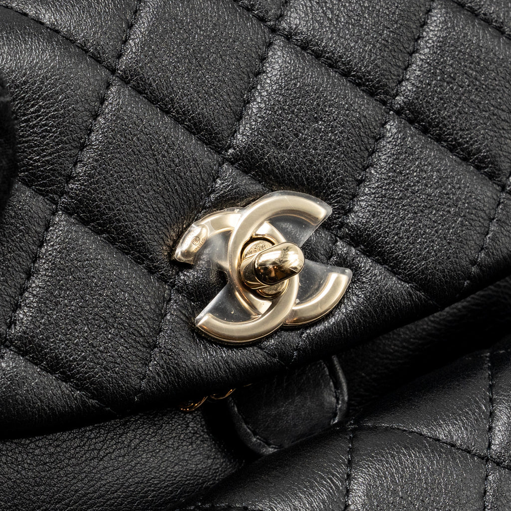 CHANEL MINI DUMA BACKPACK CALFSKIN BLACK LGHW (MICROCHIP)