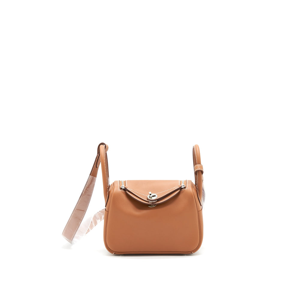 HERMES MINI LINDY SWIFT LEATHER GOLD/ JAUNE AMBRE WITH SHW