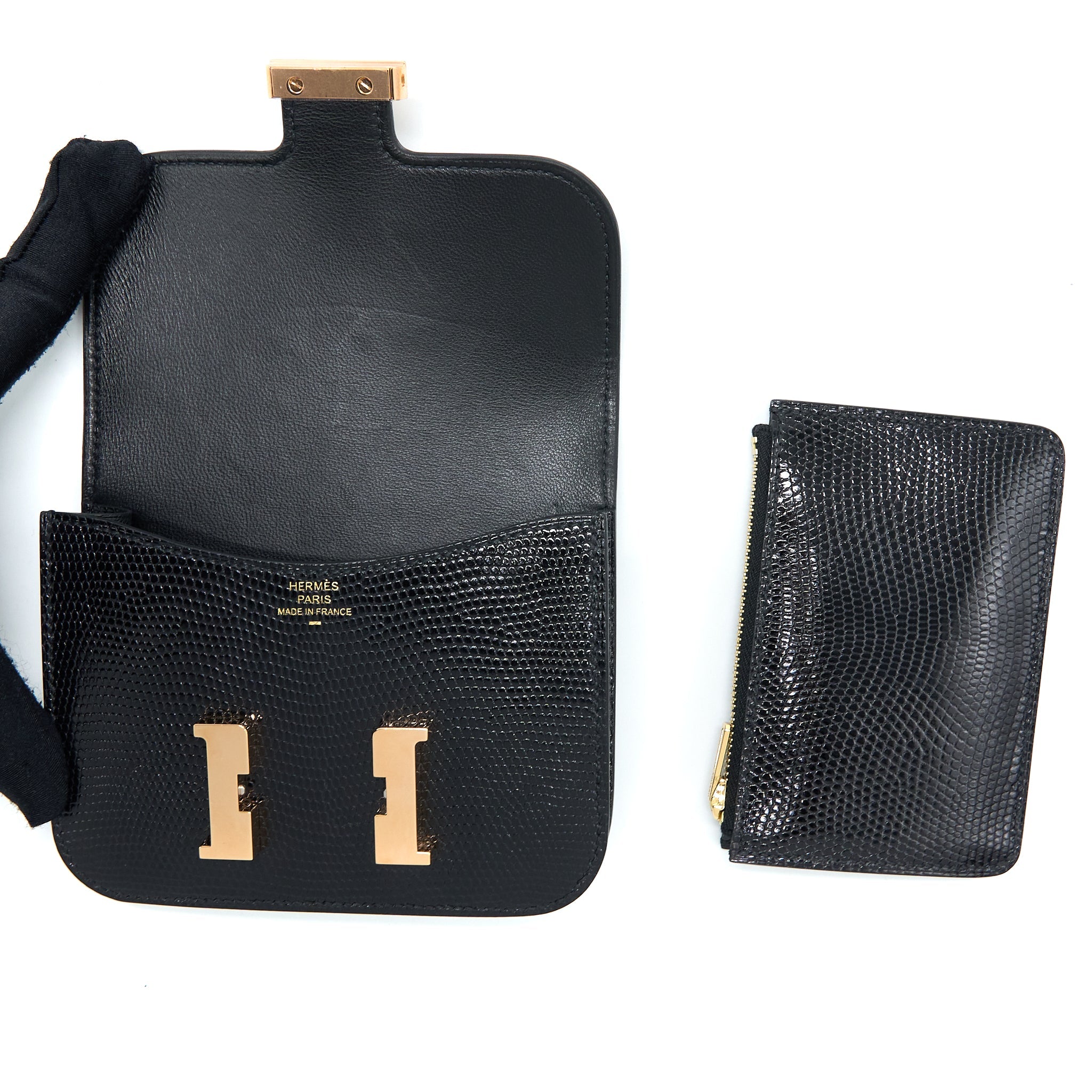 HERMES CONSTANCE SLIM LIZARD BLACK RGHW