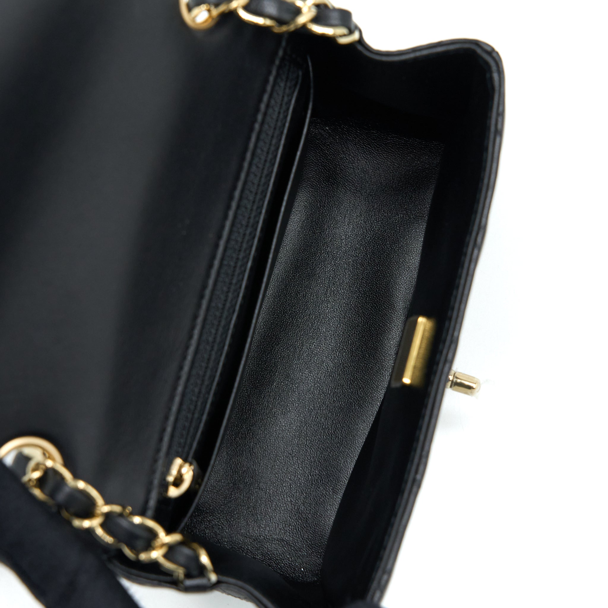 CHANEL CLASSIC MINI SQUARE FLAP BAG LAMBSKIN BLACK LGHW (MICROCHIP)