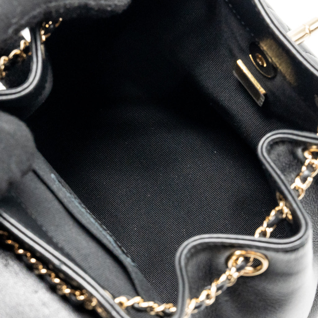 CHANEL MINI DUMA BACKPACK CALFSKIN BLACK LGHW (MICROCHIP)